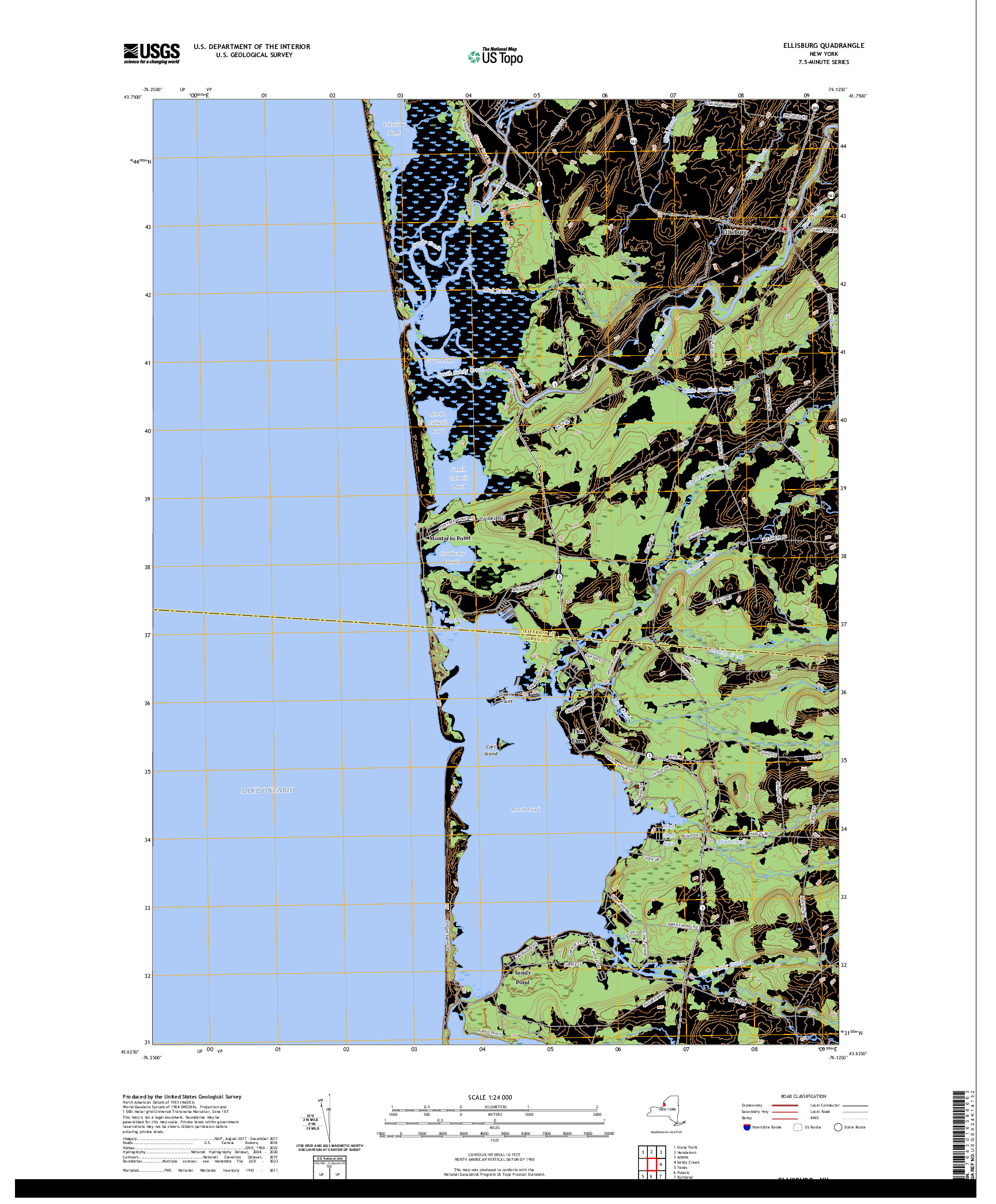 US TOPO 7.5-MINUTE MAP FOR ELLISBURG, NY