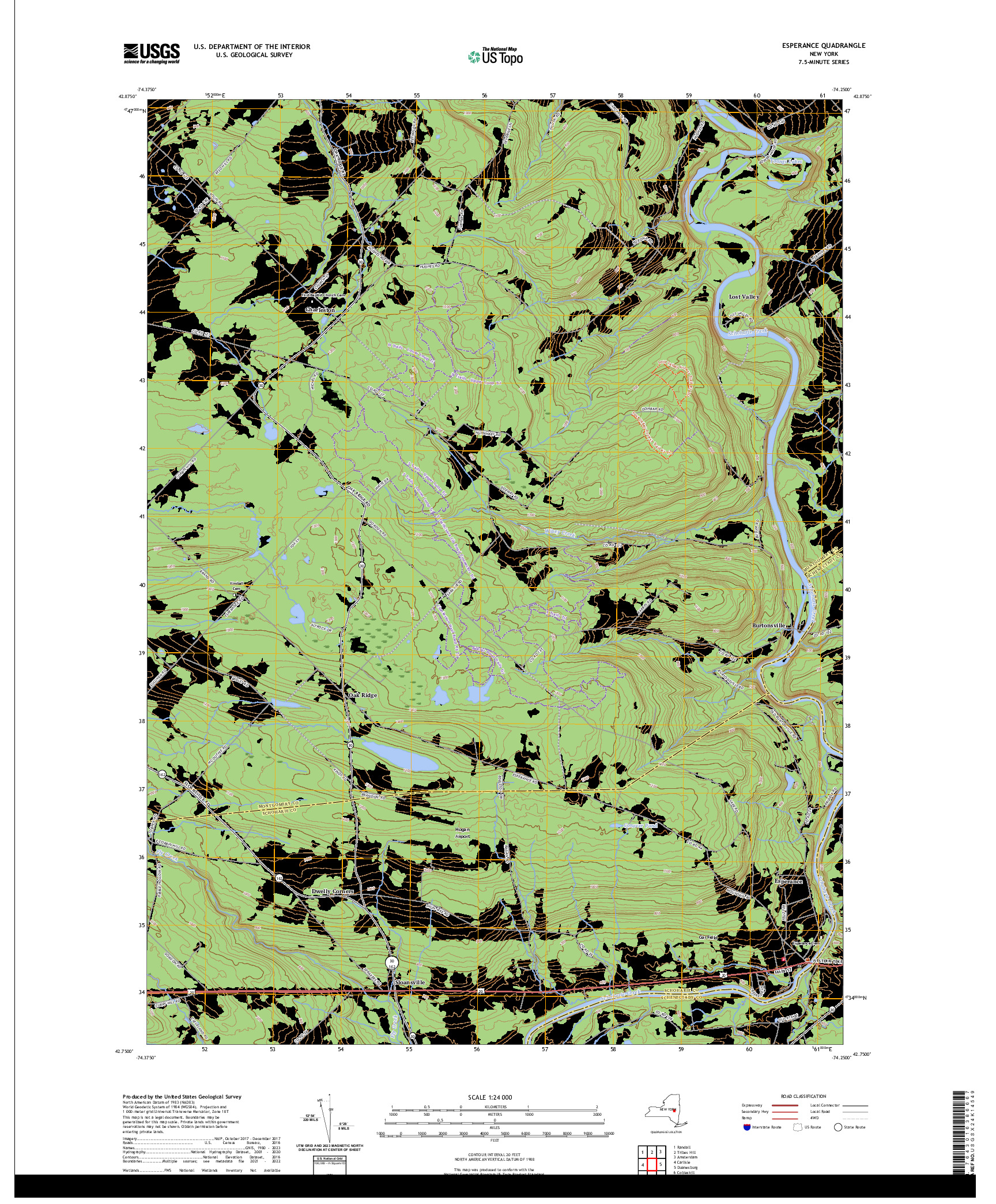 US TOPO 7.5-MINUTE MAP FOR ESPERANCE, NY