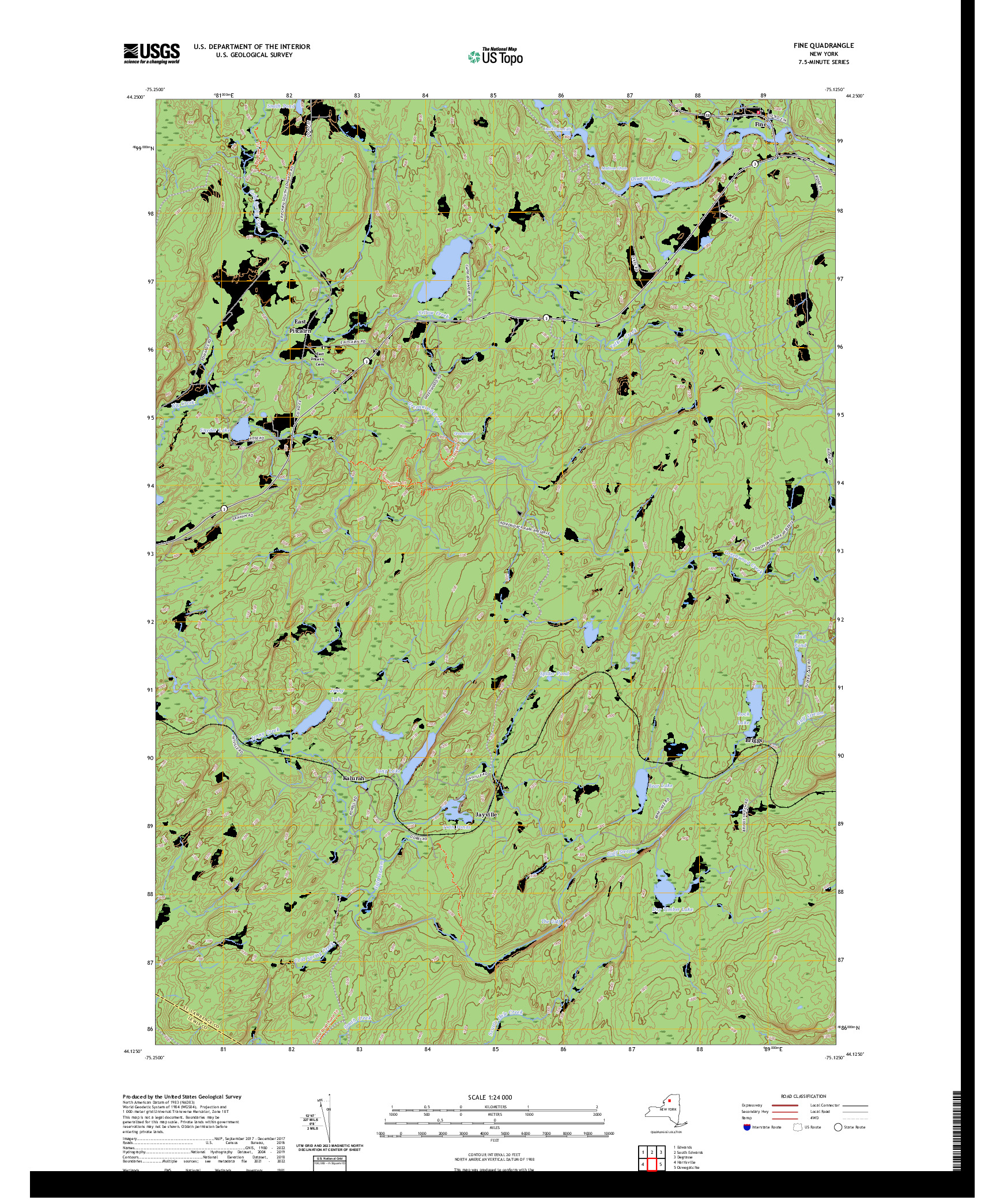 US TOPO 7.5-MINUTE MAP FOR FINE, NY