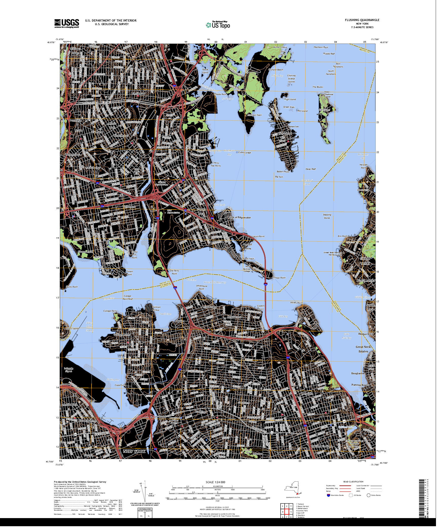 US TOPO 7.5-MINUTE MAP FOR FLUSHING, NY