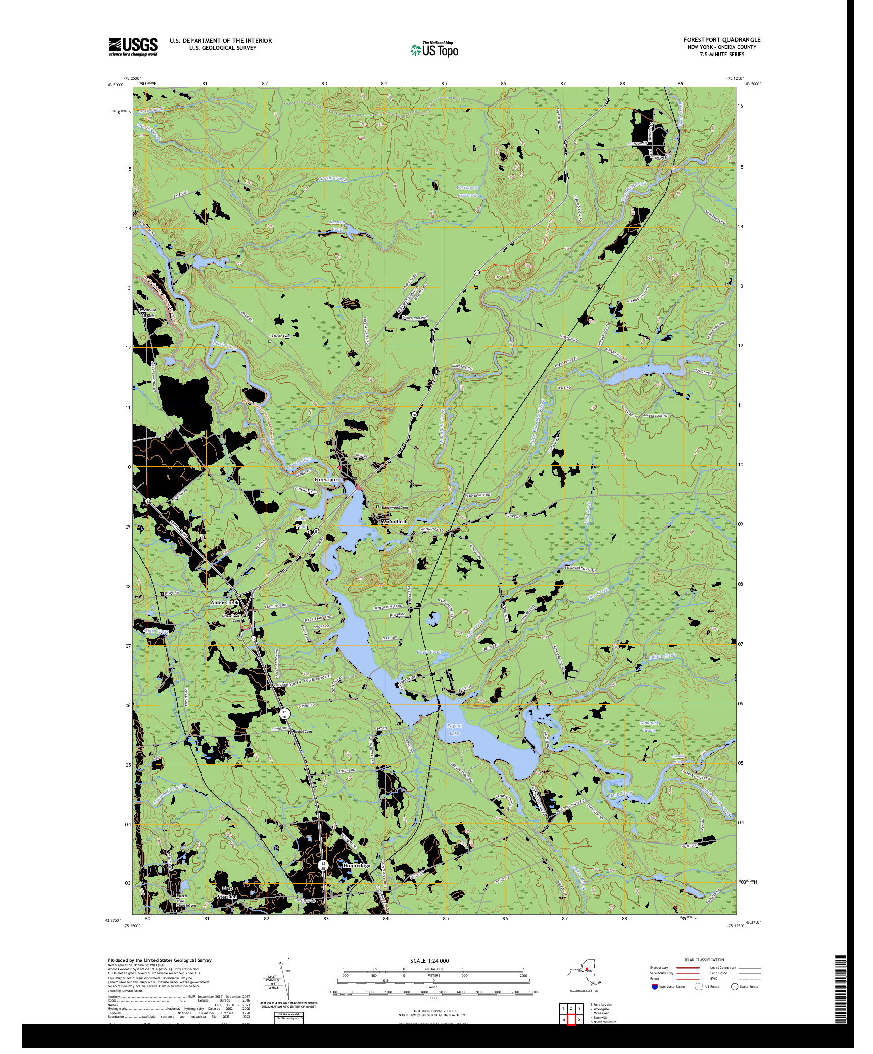 US TOPO 7.5-MINUTE MAP FOR FORESTPORT, NY