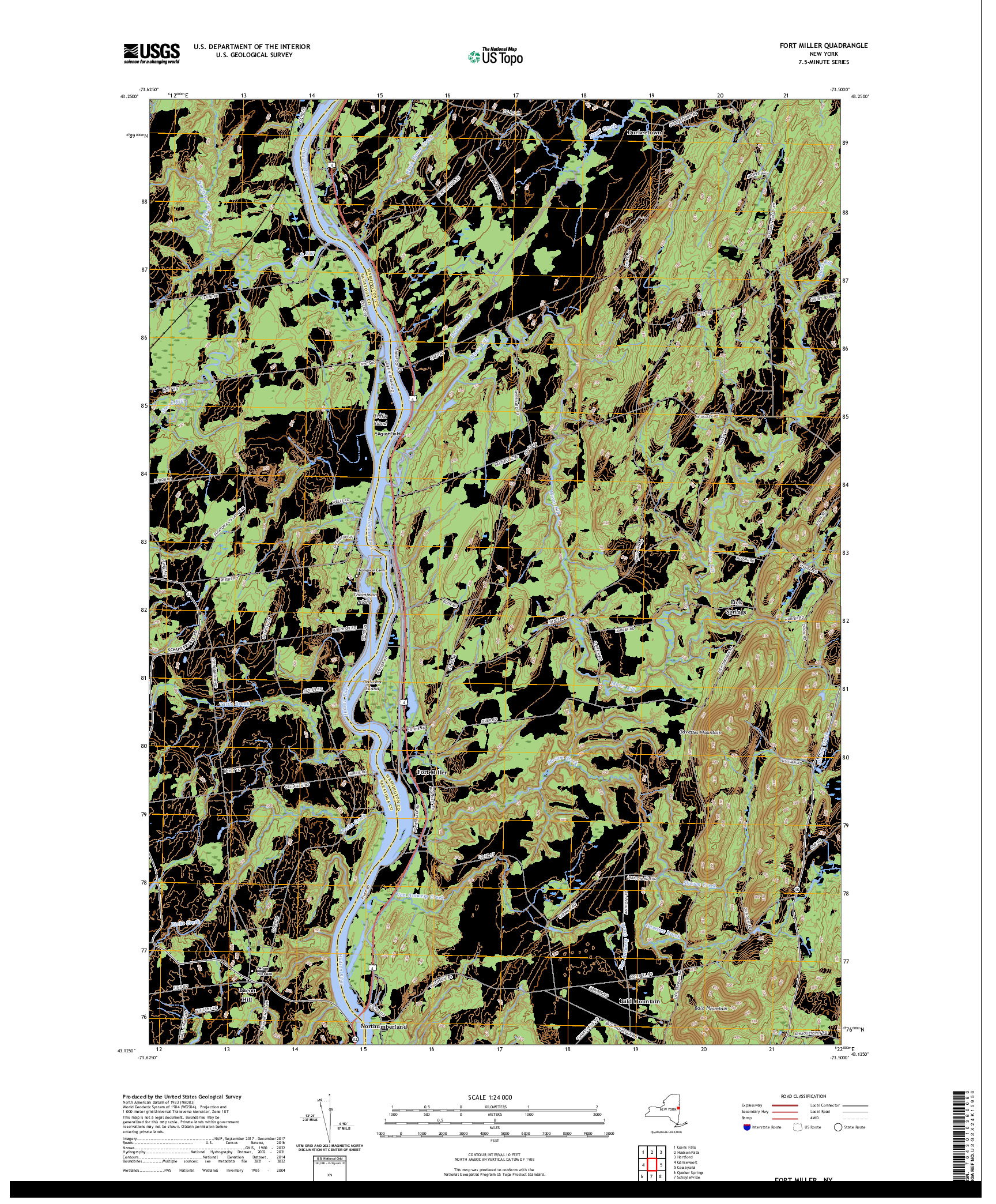 US TOPO 7.5-MINUTE MAP FOR FORT MILLER, NY