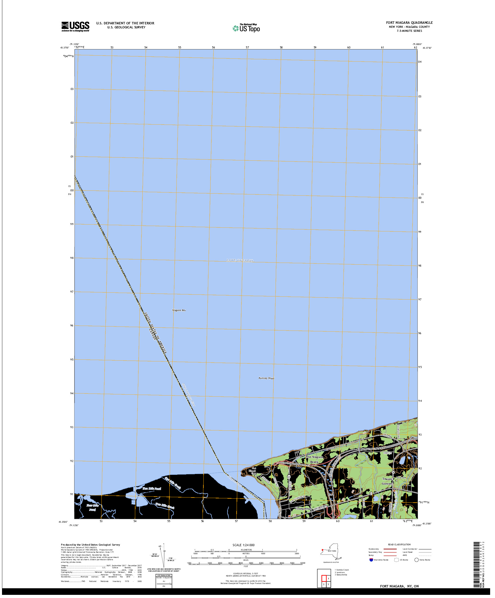 US TOPO 7.5-MINUTE MAP FOR FORT NIAGARA, NY,ON