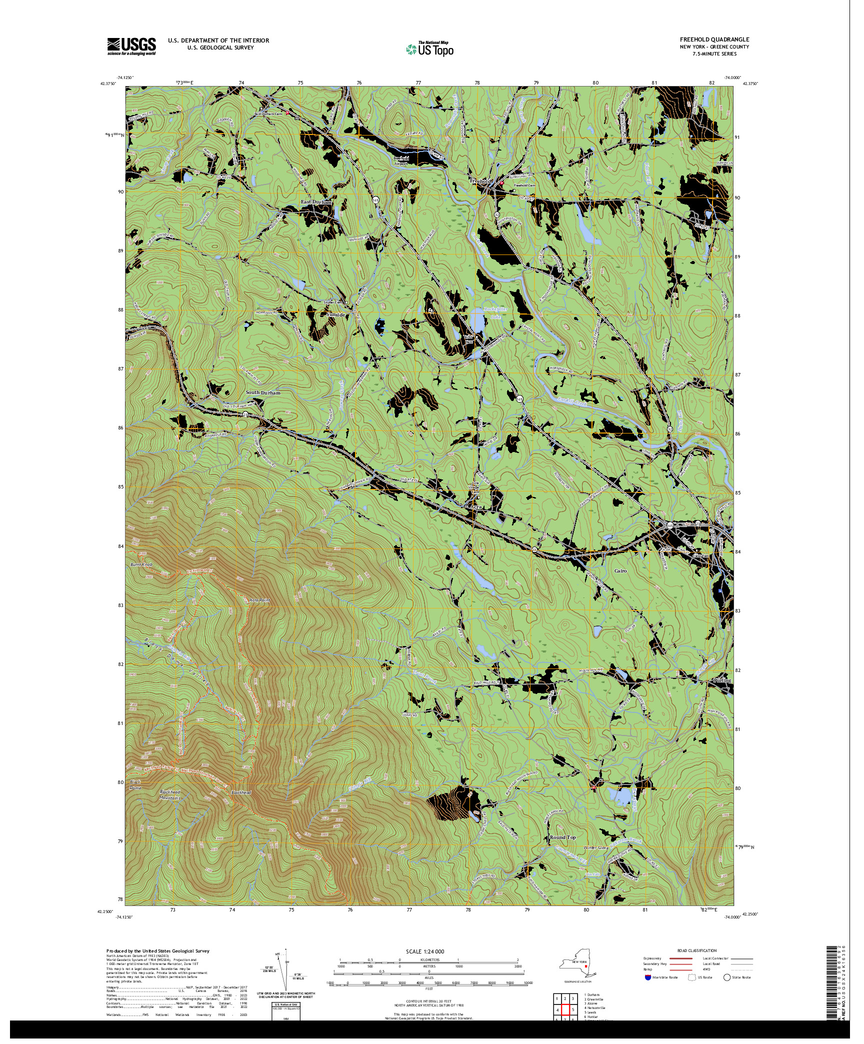 US TOPO 7.5-MINUTE MAP FOR FREEHOLD, NY