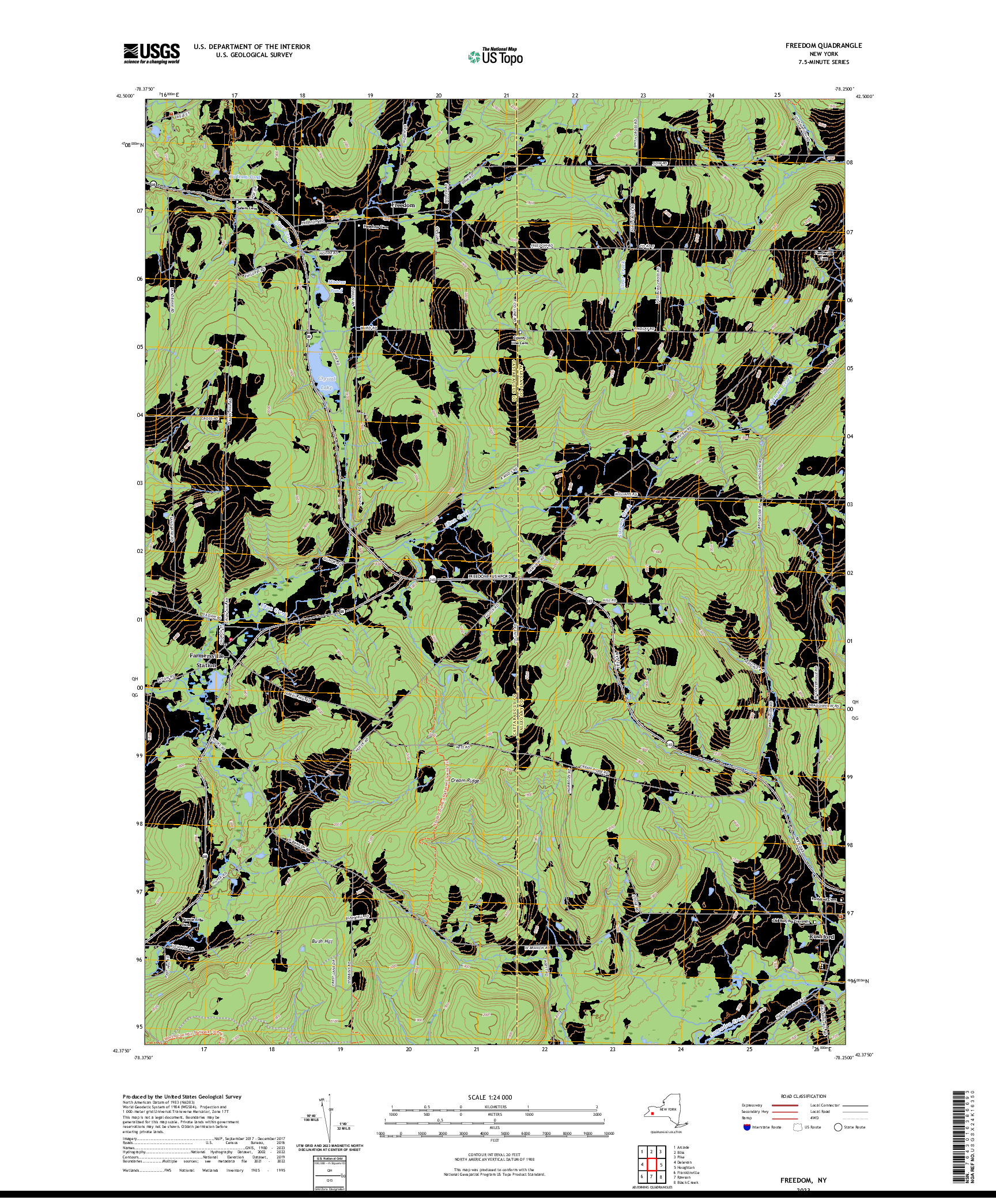 US TOPO 7.5-MINUTE MAP FOR FREEDOM, NY