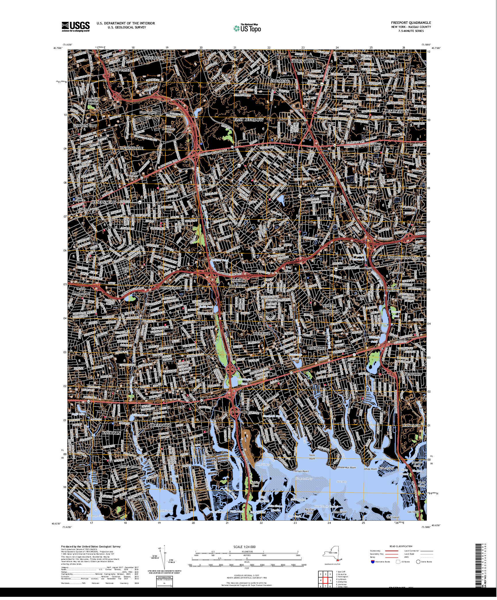 US TOPO 7.5-MINUTE MAP FOR FREEPORT, NY