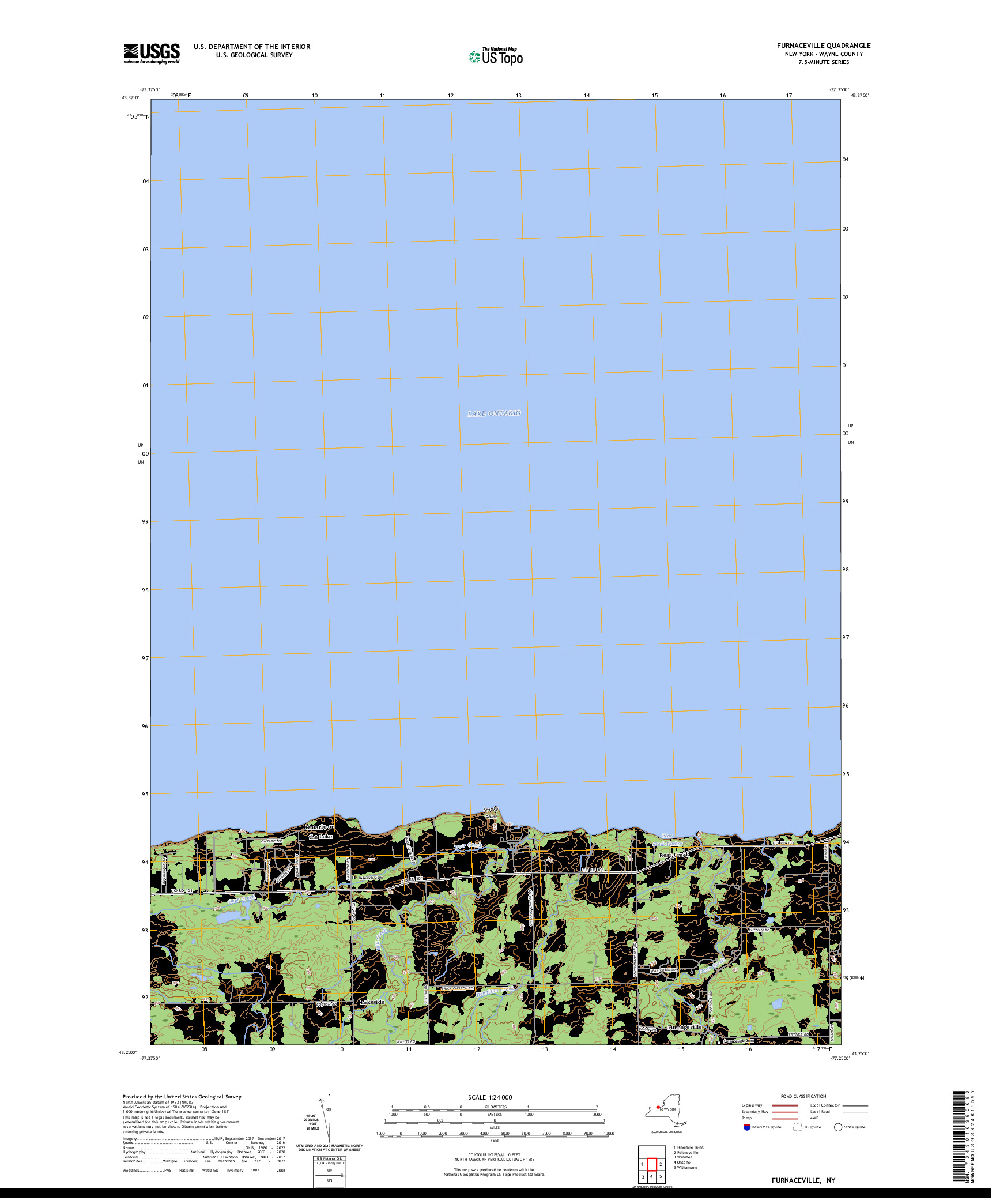 US TOPO 7.5-MINUTE MAP FOR FURNACEVILLE, NY