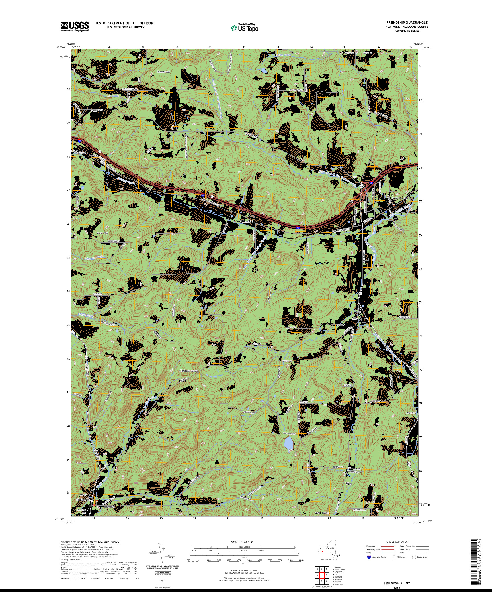 US TOPO 7.5-MINUTE MAP FOR FRIENDSHIP, NY