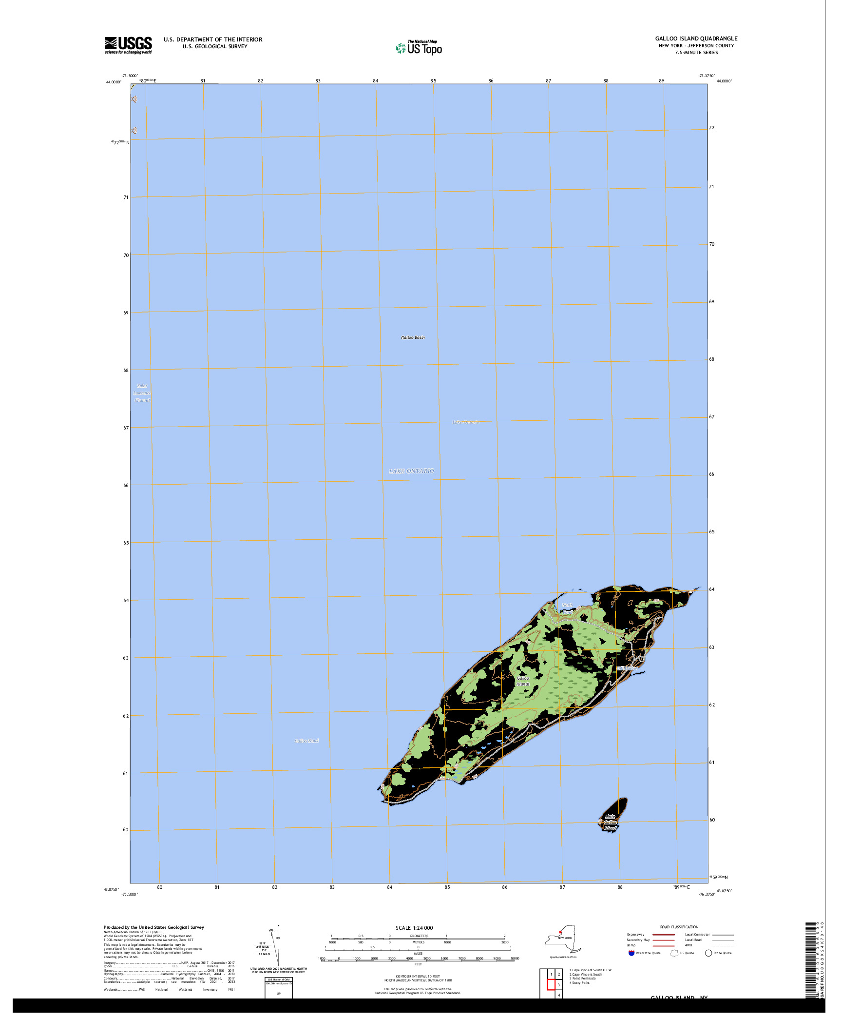 US TOPO 7.5-MINUTE MAP FOR GALLOO ISLAND, NY