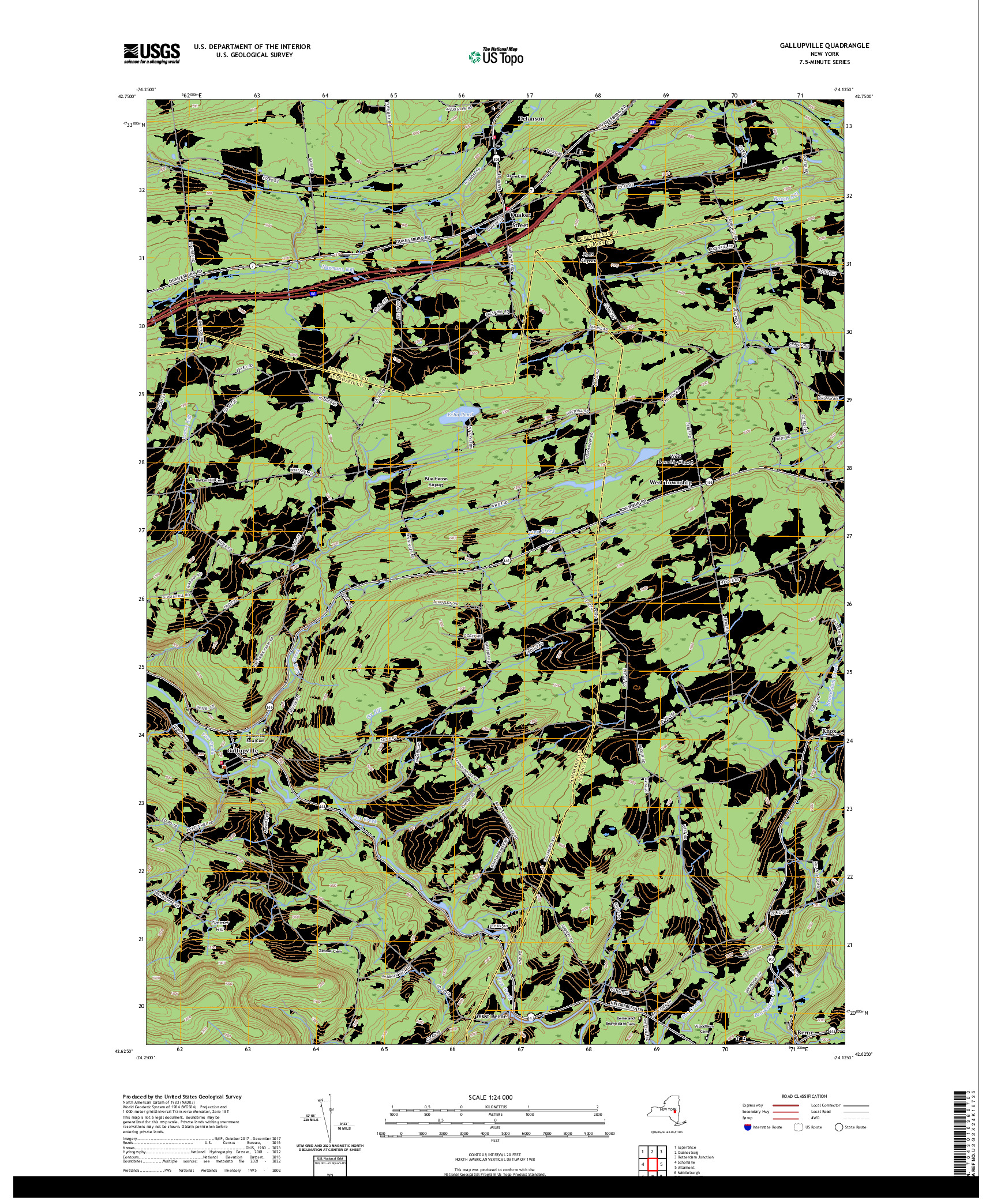 US TOPO 7.5-MINUTE MAP FOR GALLUPVILLE, NY