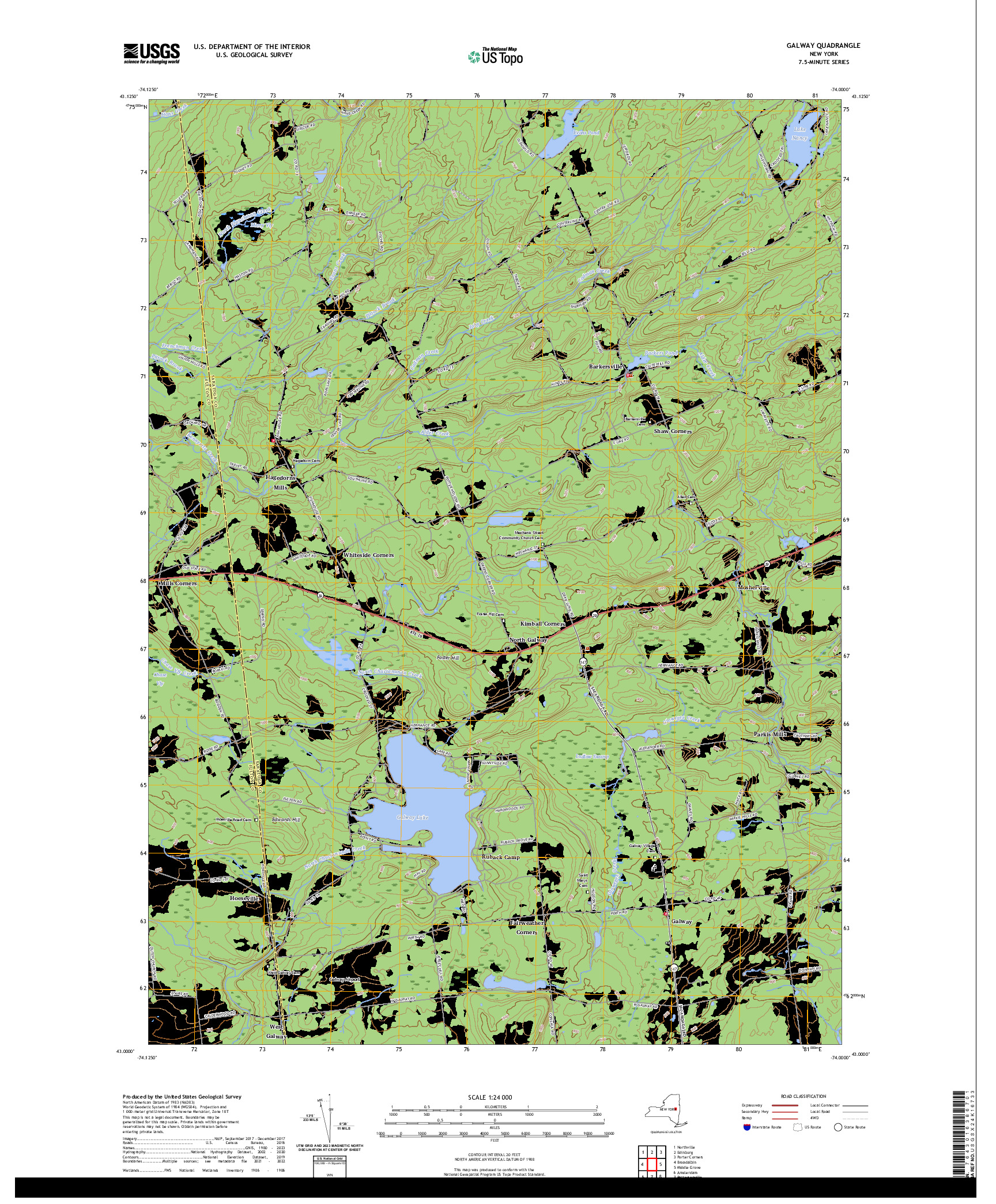 US TOPO 7.5-MINUTE MAP FOR GALWAY, NY