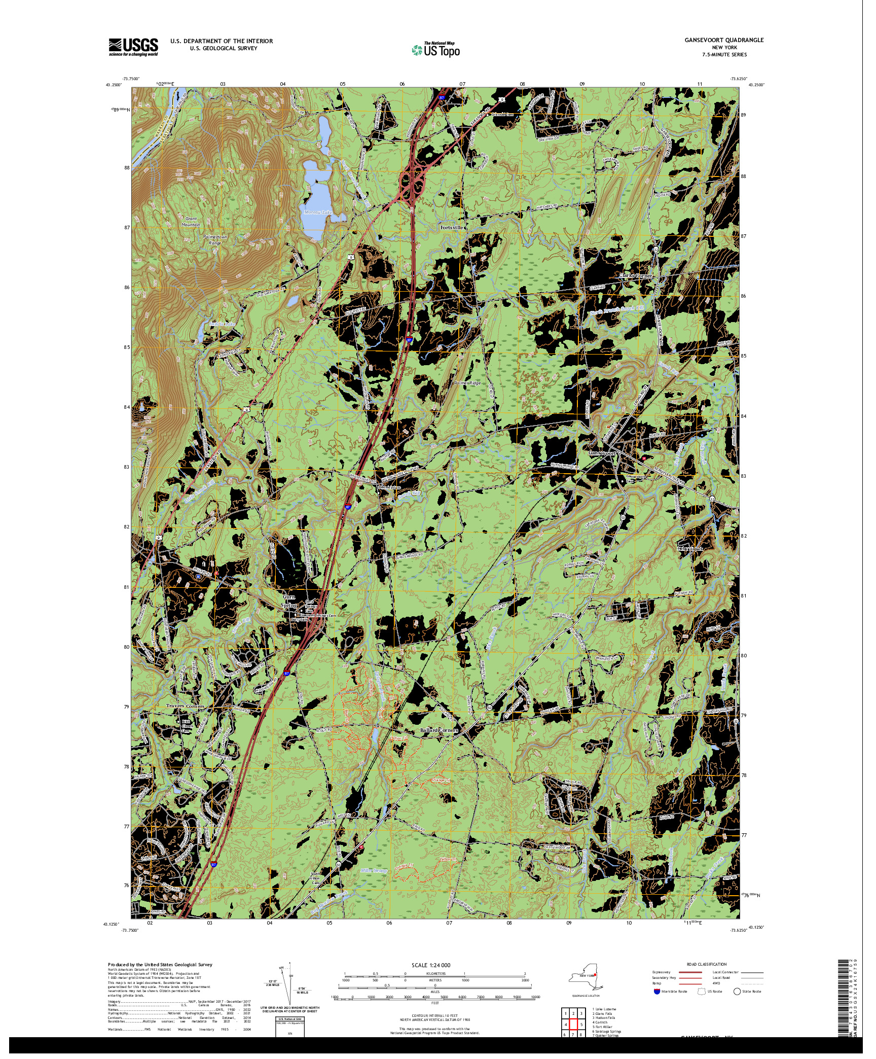 US TOPO 7.5-MINUTE MAP FOR GANSEVOORT, NY