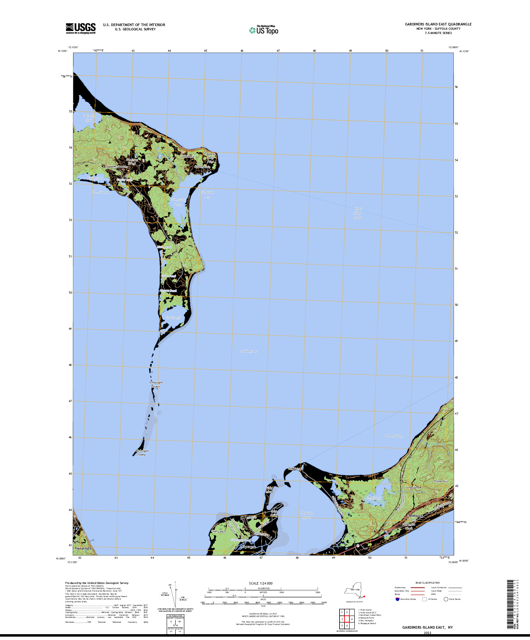 US TOPO 7.5-MINUTE MAP FOR GARDINERS ISLAND EAST, NY