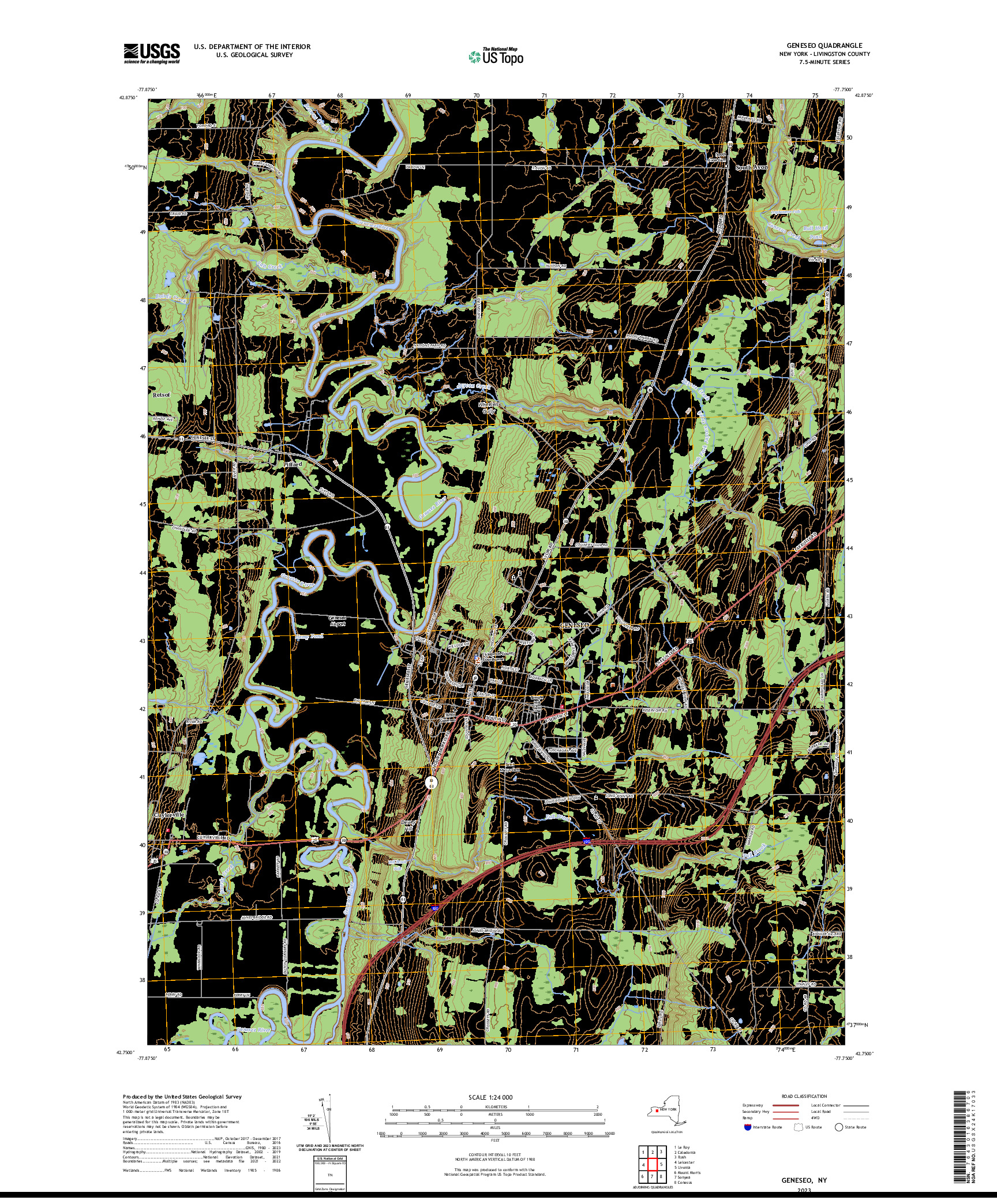 US TOPO 7.5-MINUTE MAP FOR GENESEO, NY