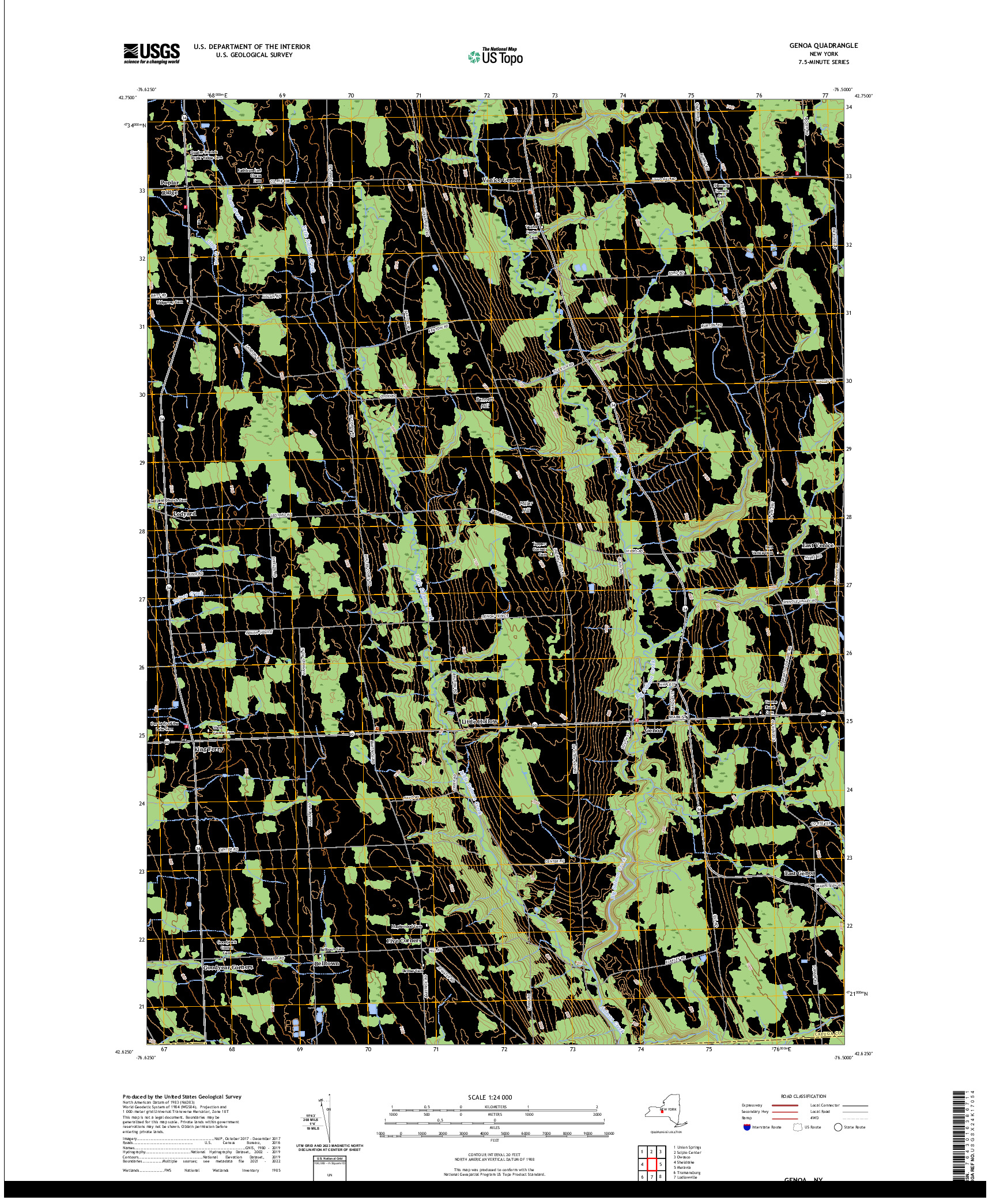 US TOPO 7.5-MINUTE MAP FOR GENOA, NY