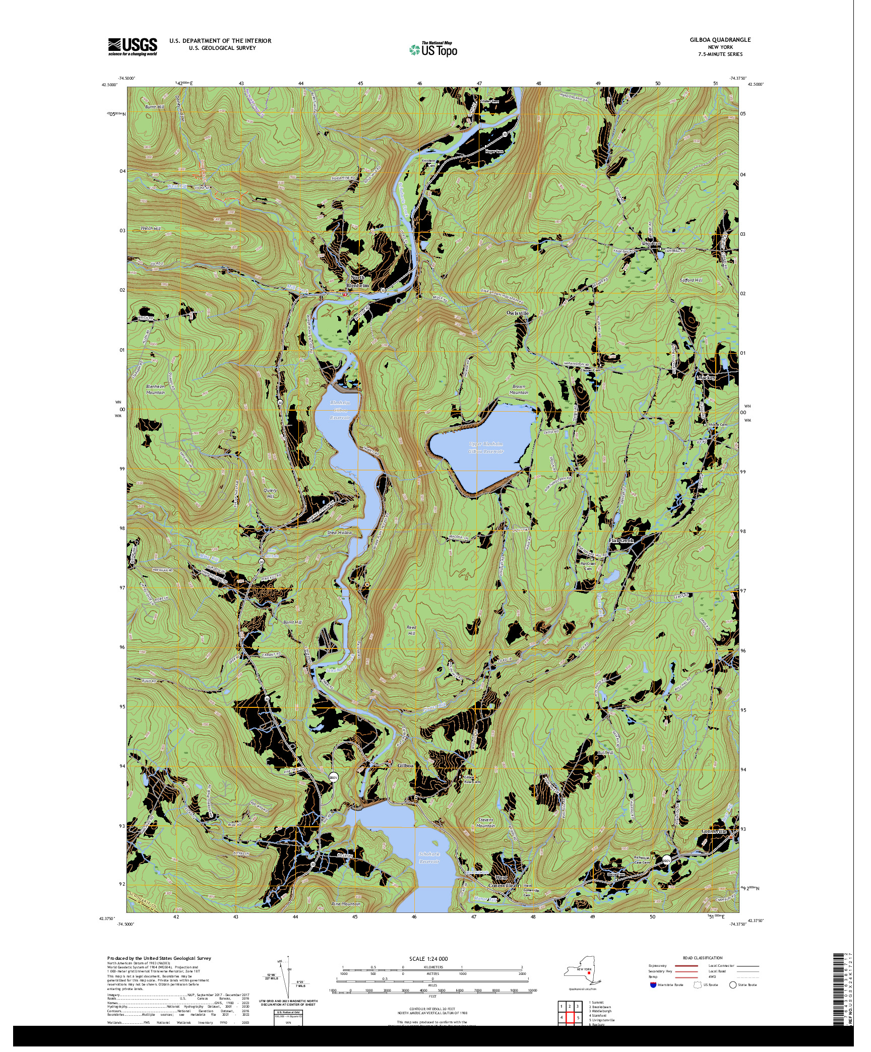 US TOPO 7.5-MINUTE MAP FOR GILBOA, NY