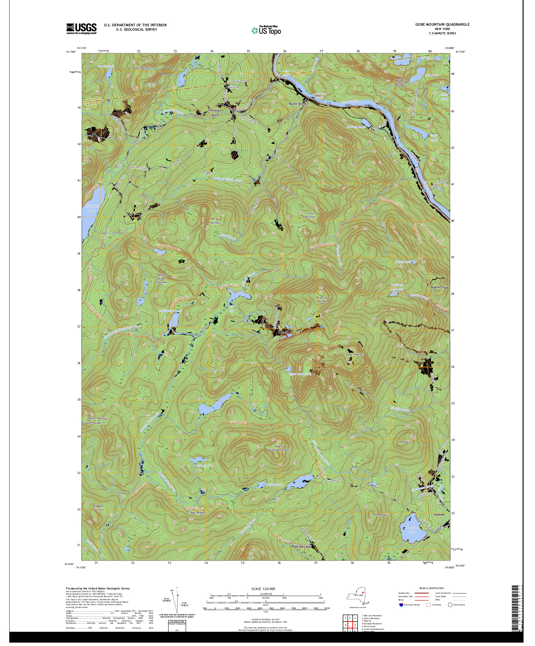 US TOPO 7.5-MINUTE MAP FOR GORE MOUNTAIN, NY