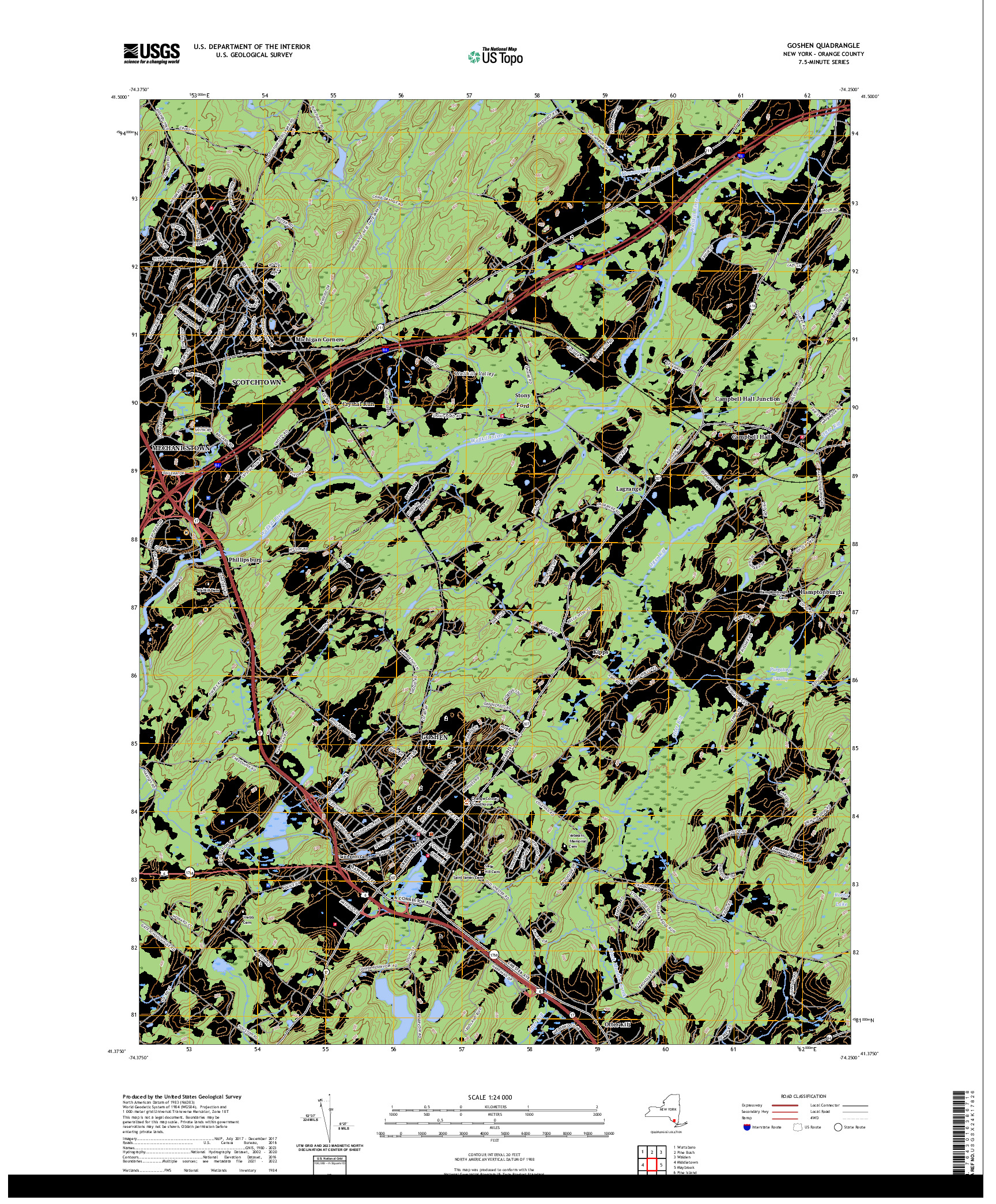 US TOPO 7.5-MINUTE MAP FOR GOSHEN, NY