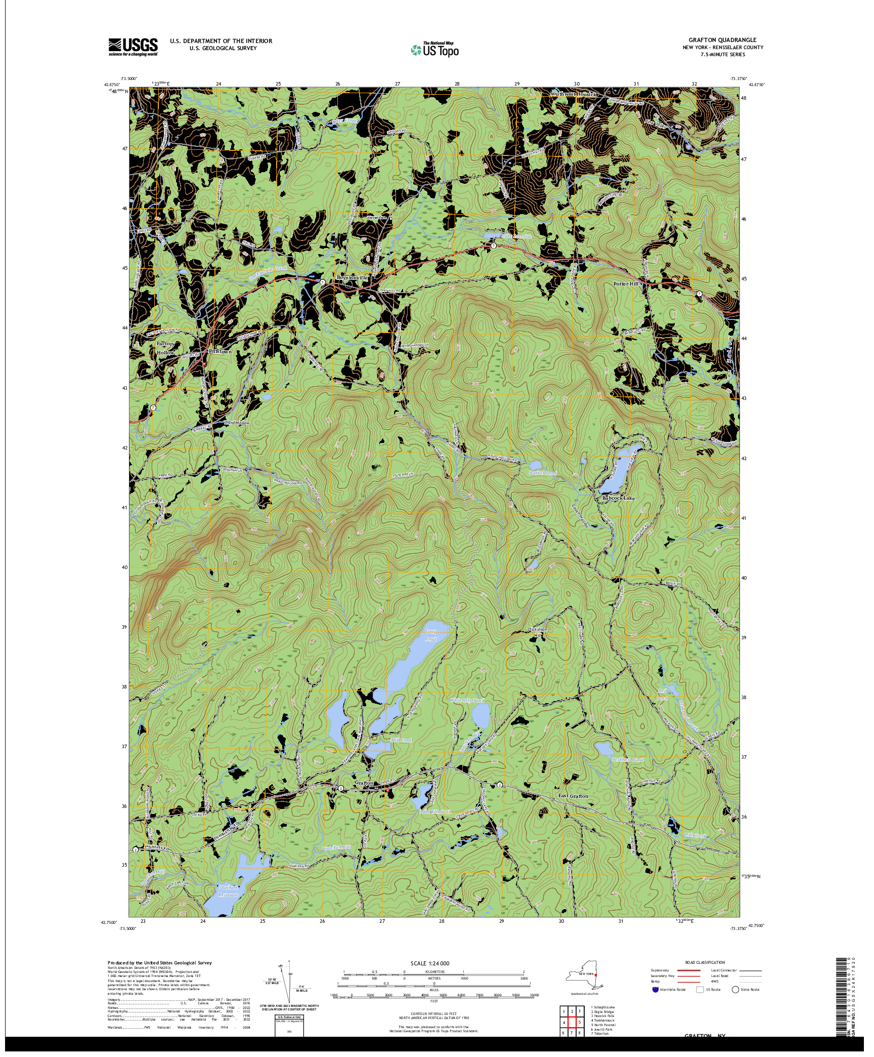 US TOPO 7.5-MINUTE MAP FOR GRAFTON, NY