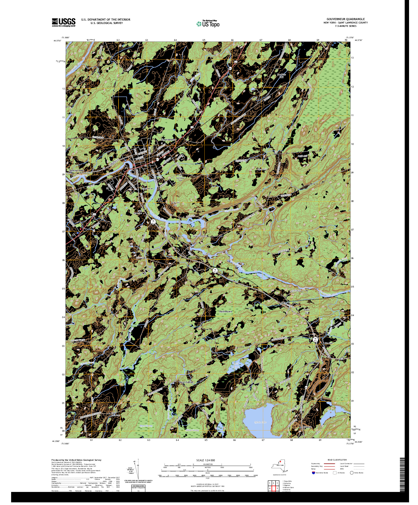 US TOPO 7.5-MINUTE MAP FOR GOUVERNEUR, NY