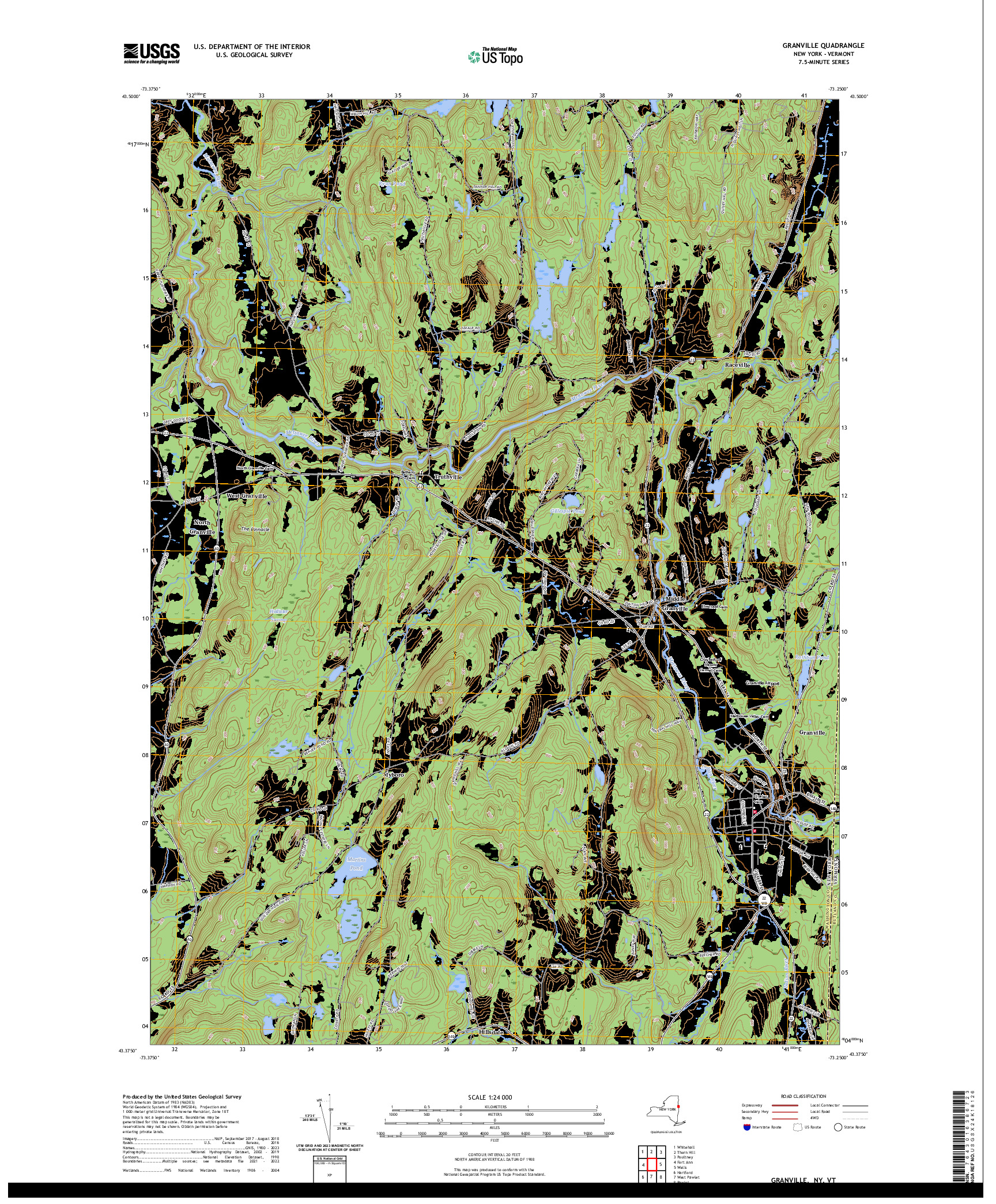 US TOPO 7.5-MINUTE MAP FOR GRANVILLE, NY,VT