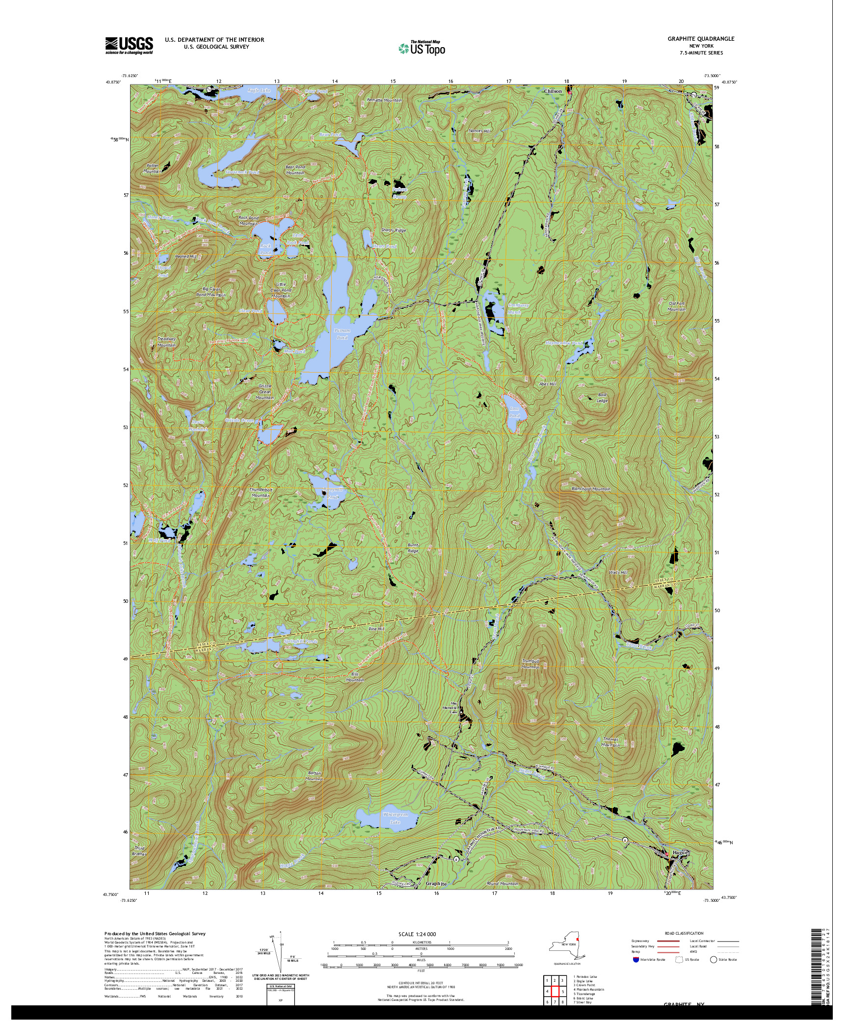 US TOPO 7.5-MINUTE MAP FOR GRAPHITE, NY