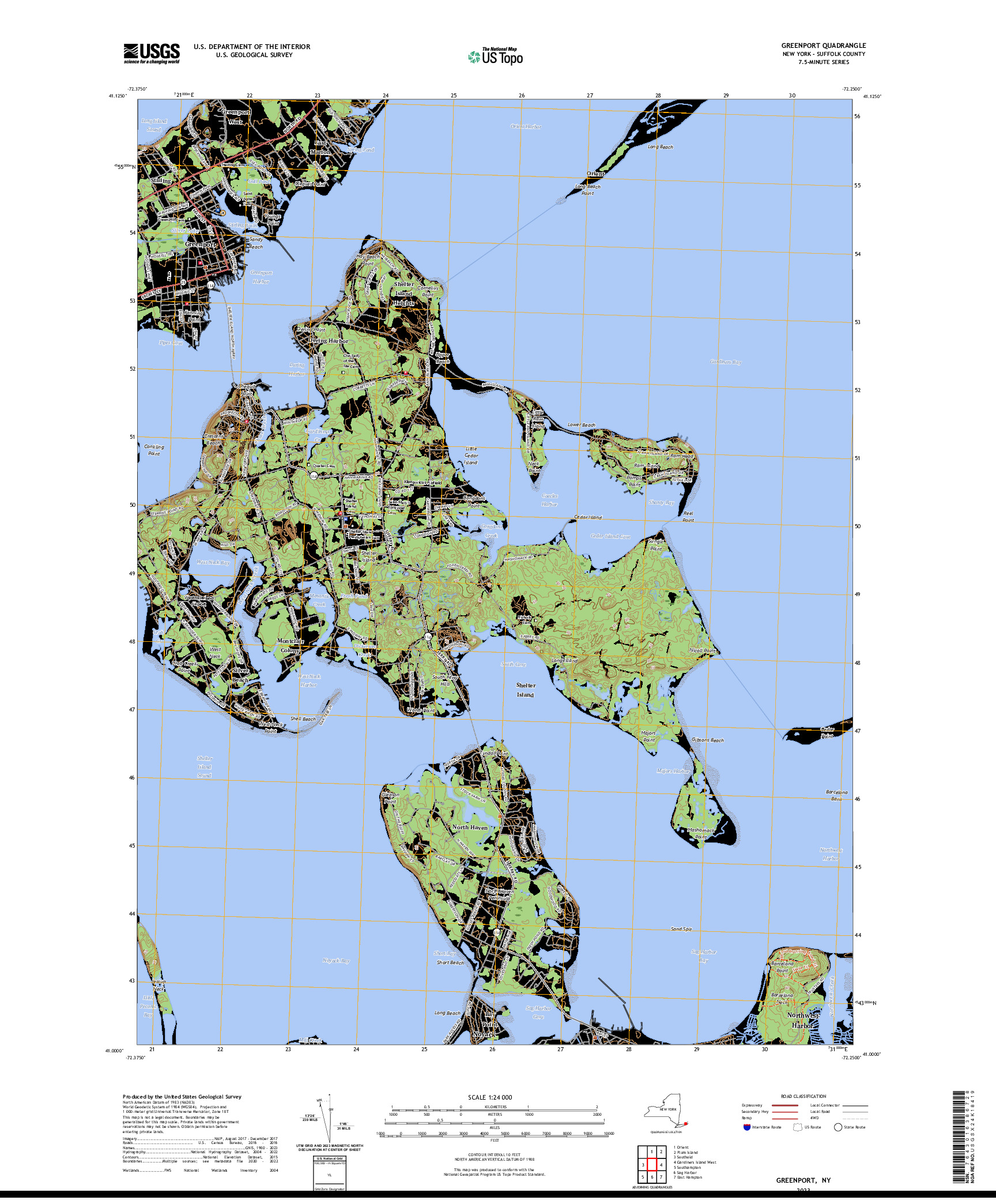 US TOPO 7.5-MINUTE MAP FOR GREENPORT, NY