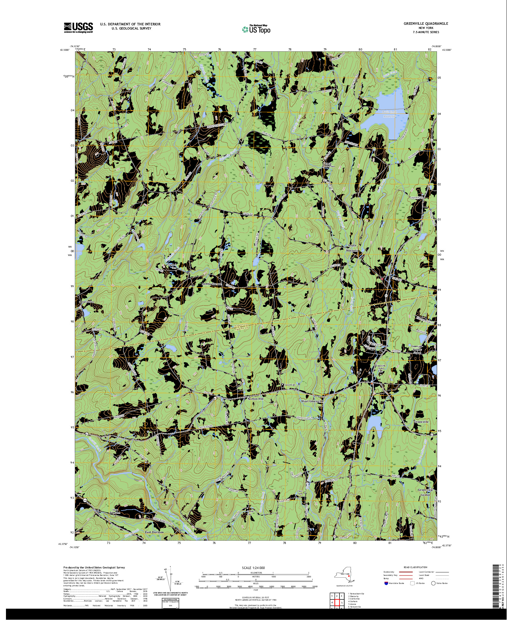 US TOPO 7.5-MINUTE MAP FOR GREENVILLE, NY