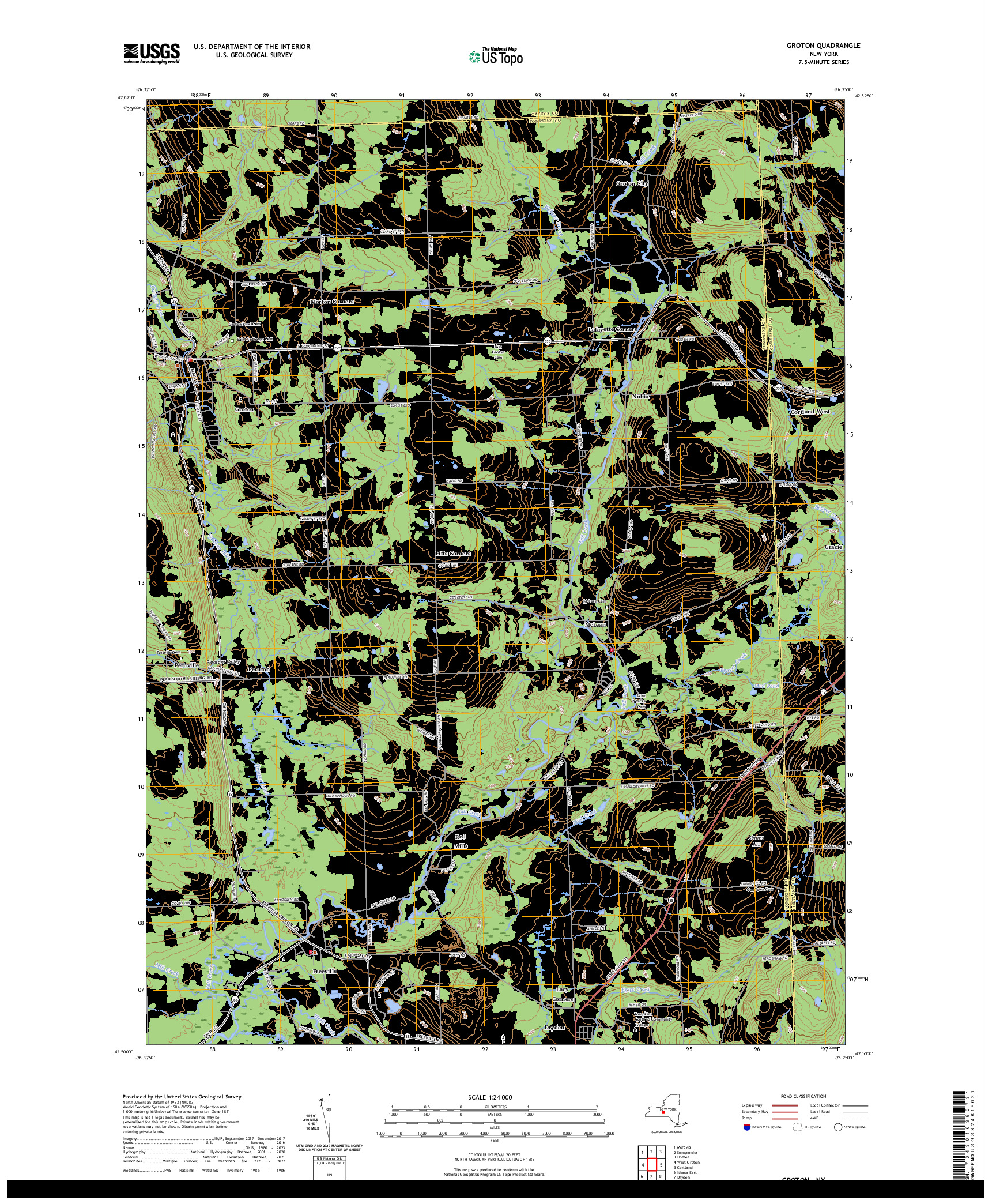 US TOPO 7.5-MINUTE MAP FOR GROTON, NY