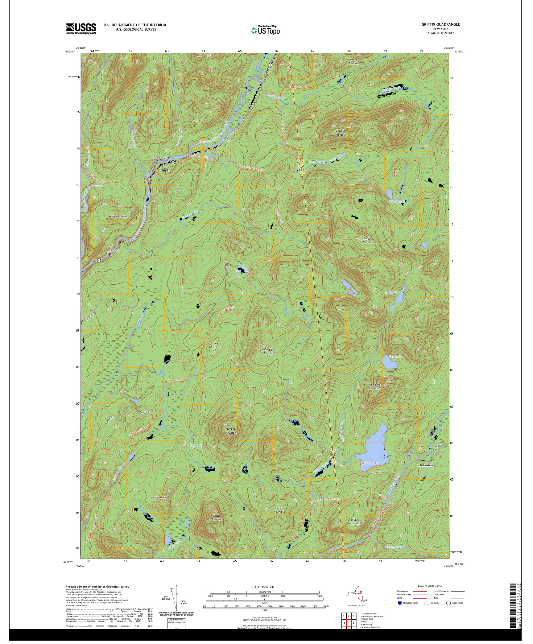 US TOPO 7.5-MINUTE MAP FOR GRIFFIN, NY