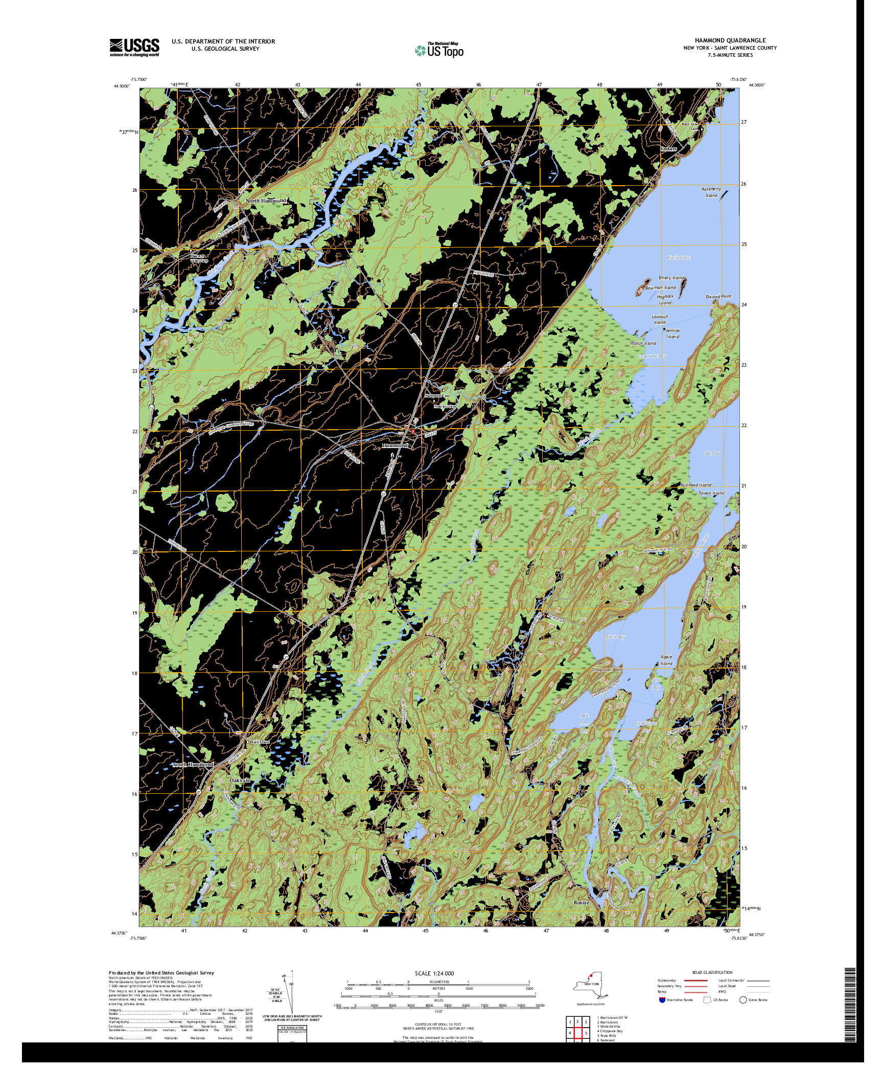 US TOPO 7.5-MINUTE MAP FOR HAMMOND, NY