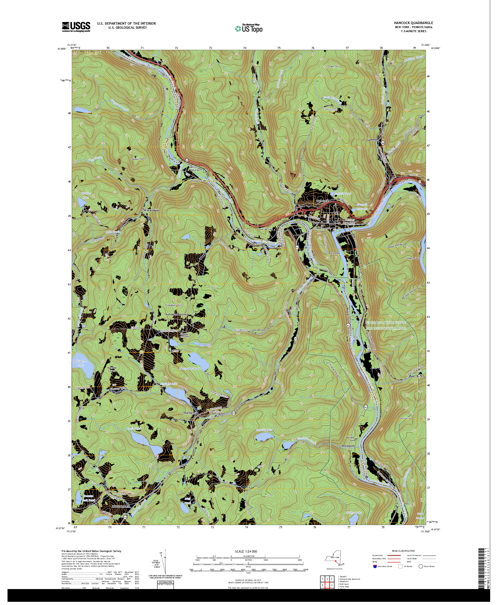 US TOPO 7.5-MINUTE MAP FOR HANCOCK, NY,PA