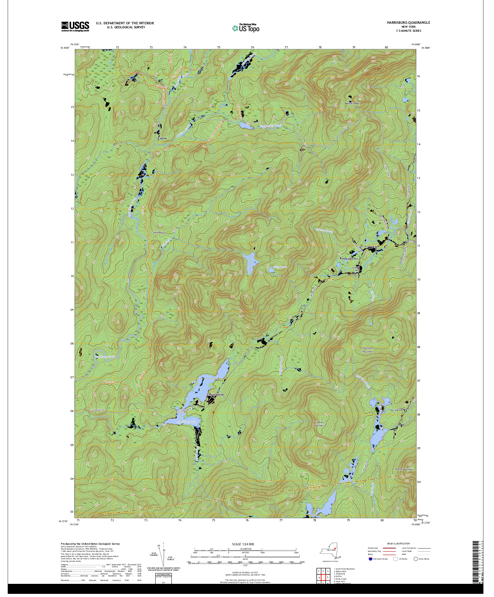 US TOPO 7.5-MINUTE MAP FOR HARRISBURG, NY