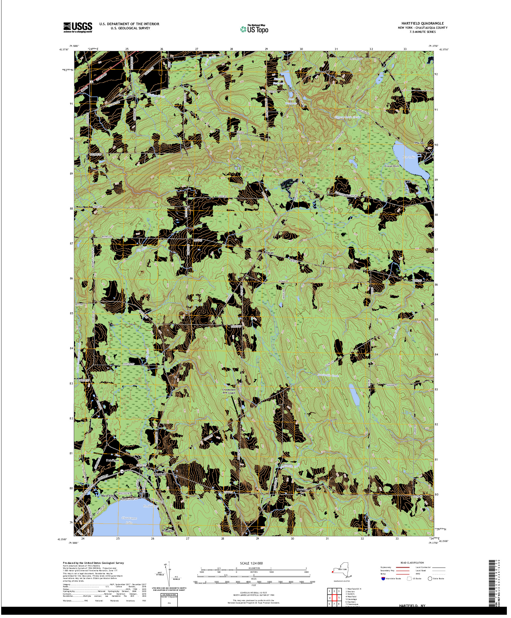 US TOPO 7.5-MINUTE MAP FOR HARTFIELD, NY