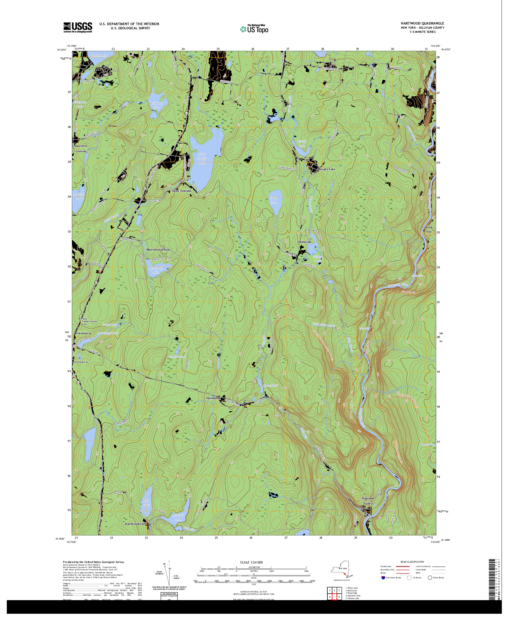 US TOPO 7.5-MINUTE MAP FOR HARTWOOD, NY