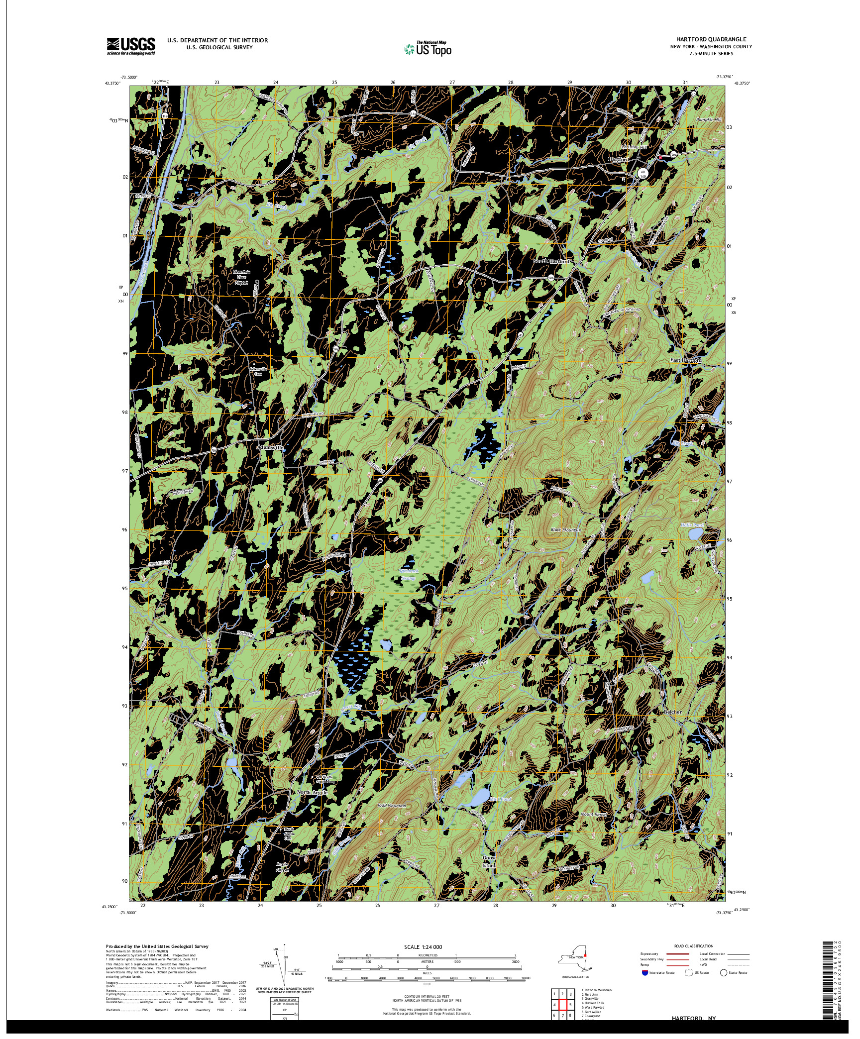 US TOPO 7.5-MINUTE MAP FOR HARTFORD, NY