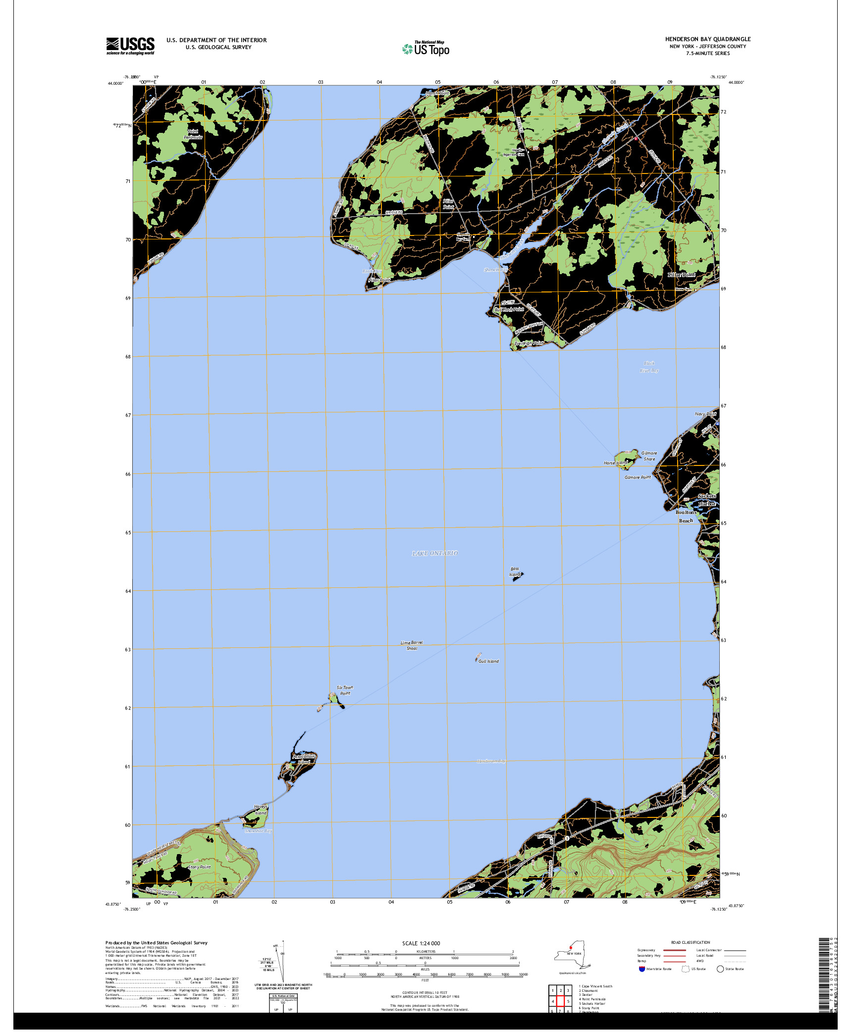 US TOPO 7.5-MINUTE MAP FOR HENDERSON BAY, NY