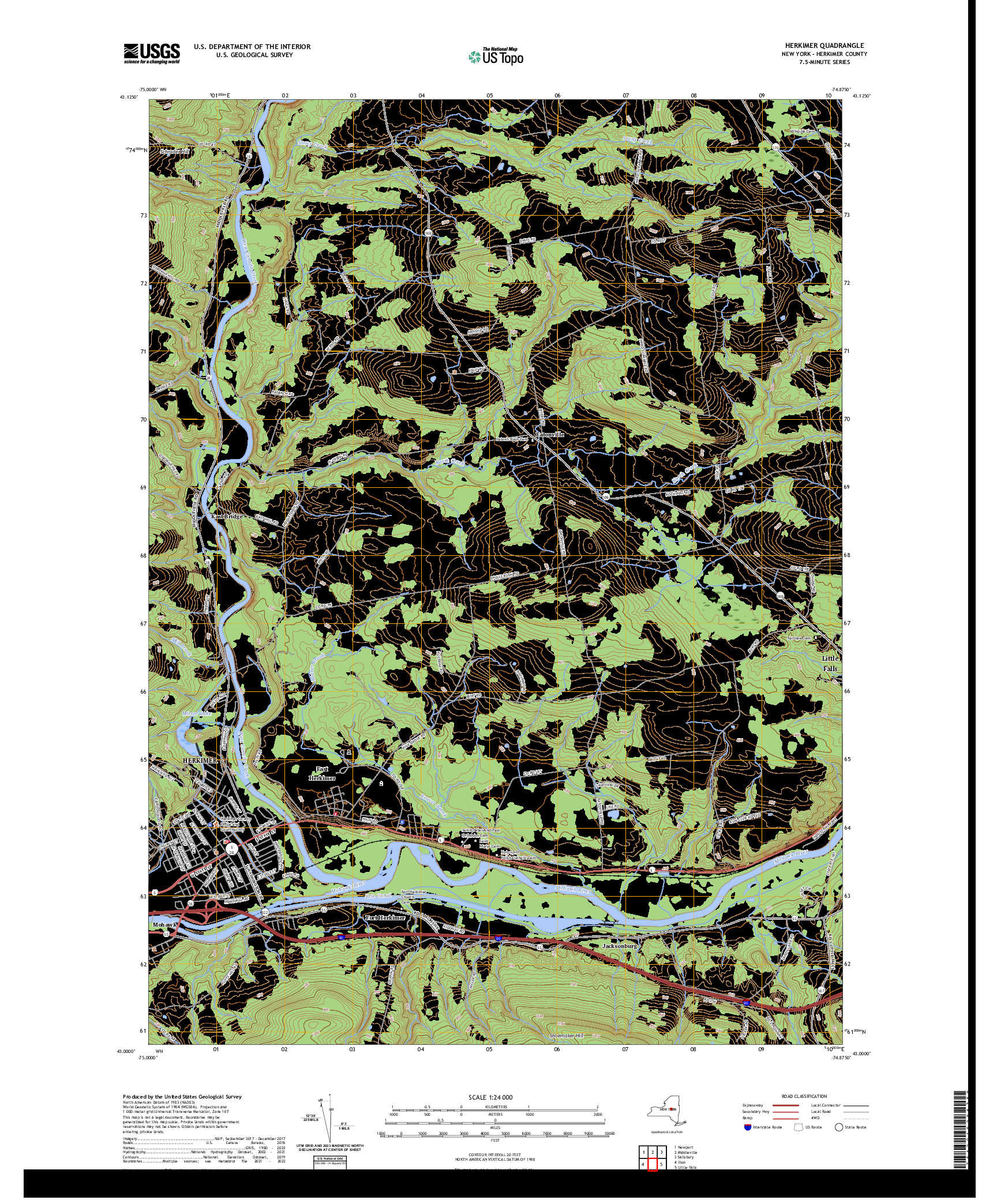 US TOPO 7.5-MINUTE MAP FOR HERKIMER, NY