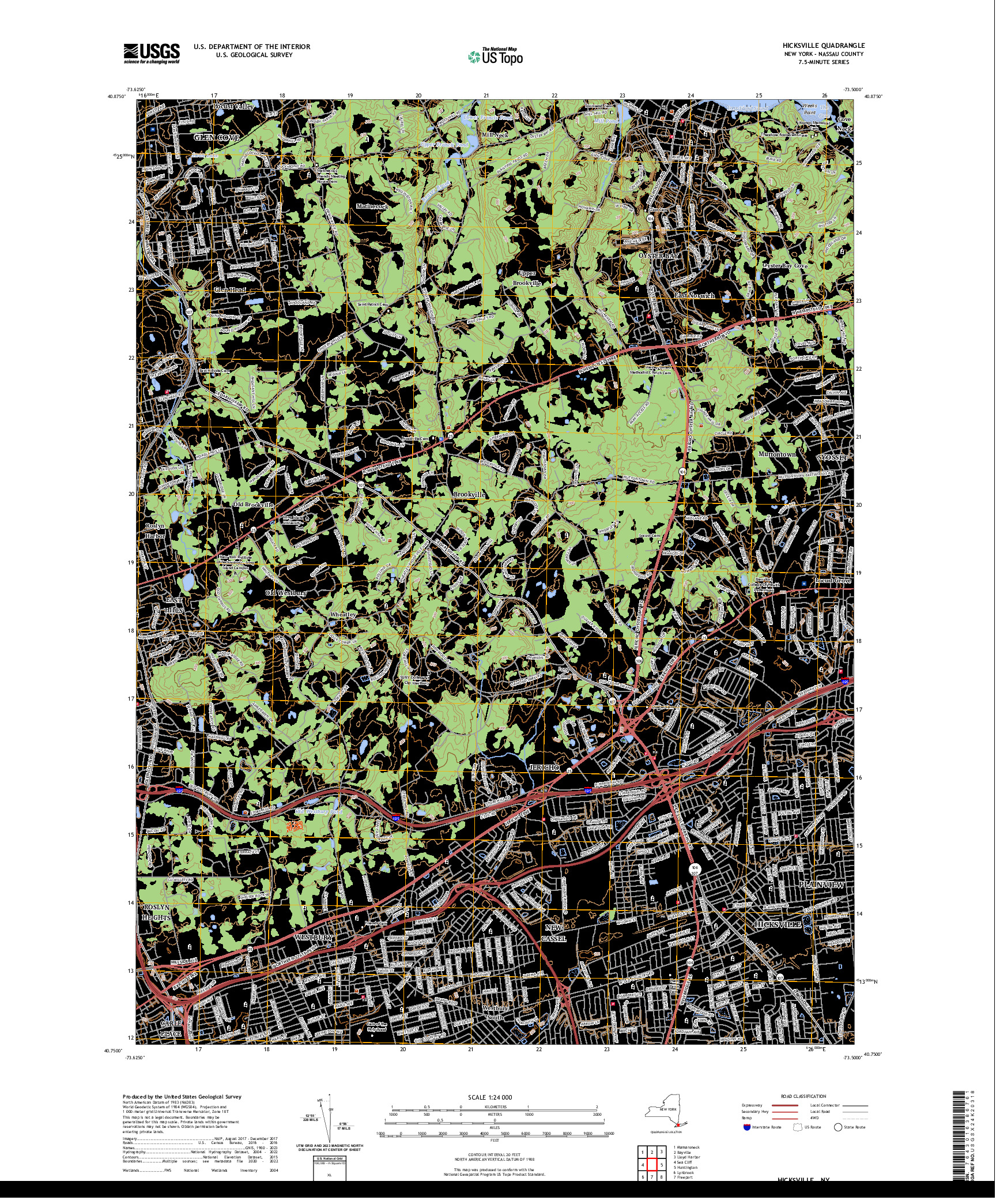 US TOPO 7.5-MINUTE MAP FOR HICKSVILLE, NY