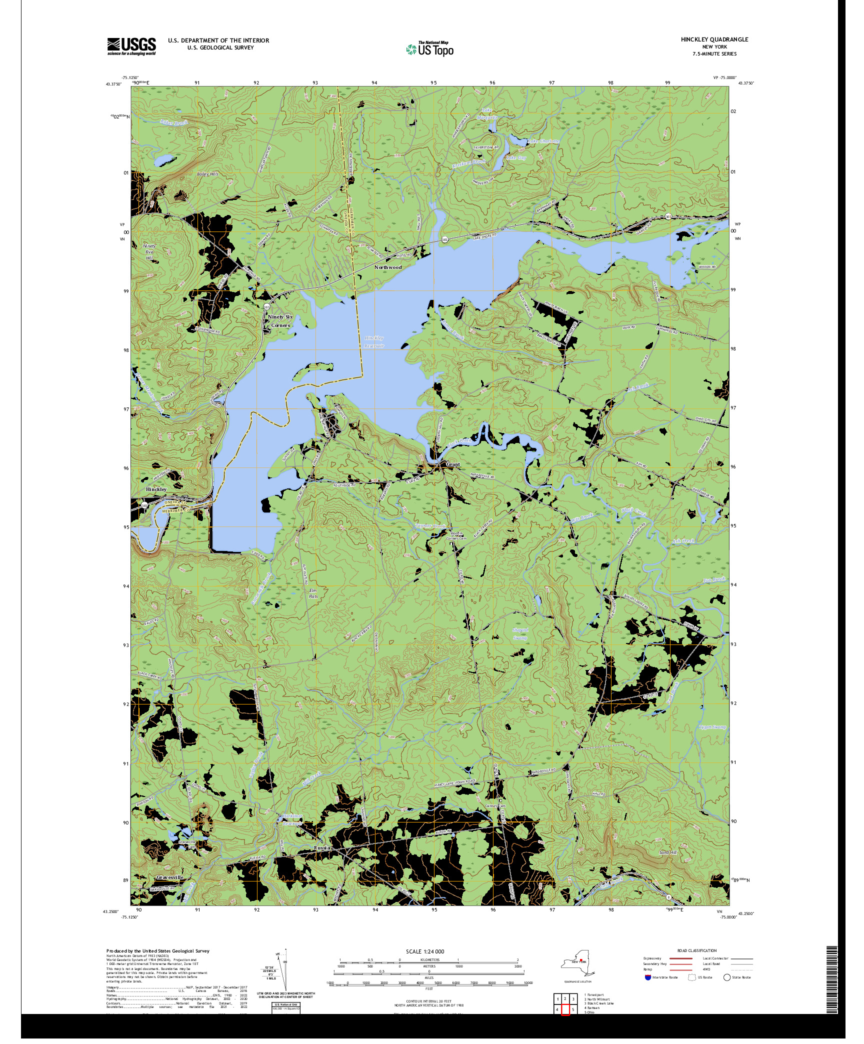 US TOPO 7.5-MINUTE MAP FOR HINCKLEY, NY