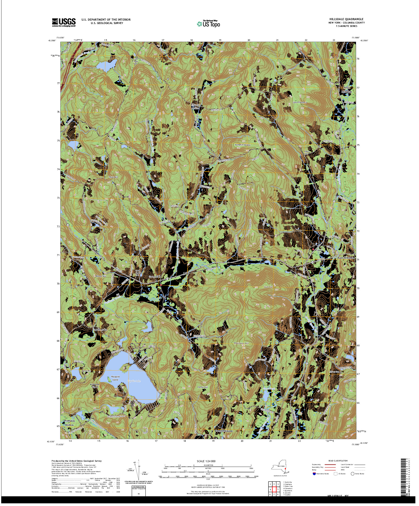 US TOPO 7.5-MINUTE MAP FOR HILLSDALE, NY