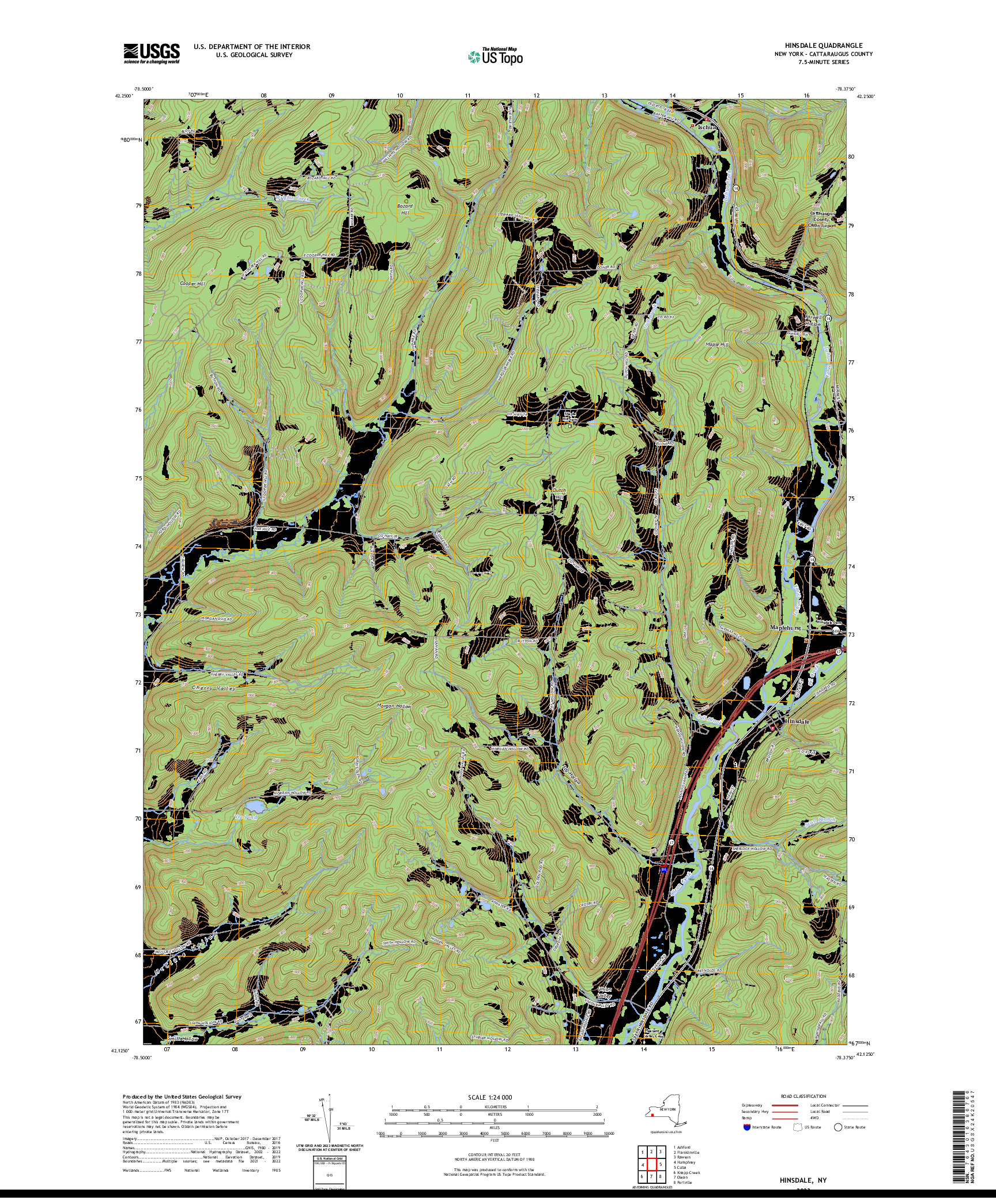 US TOPO 7.5-MINUTE MAP FOR HINSDALE, NY