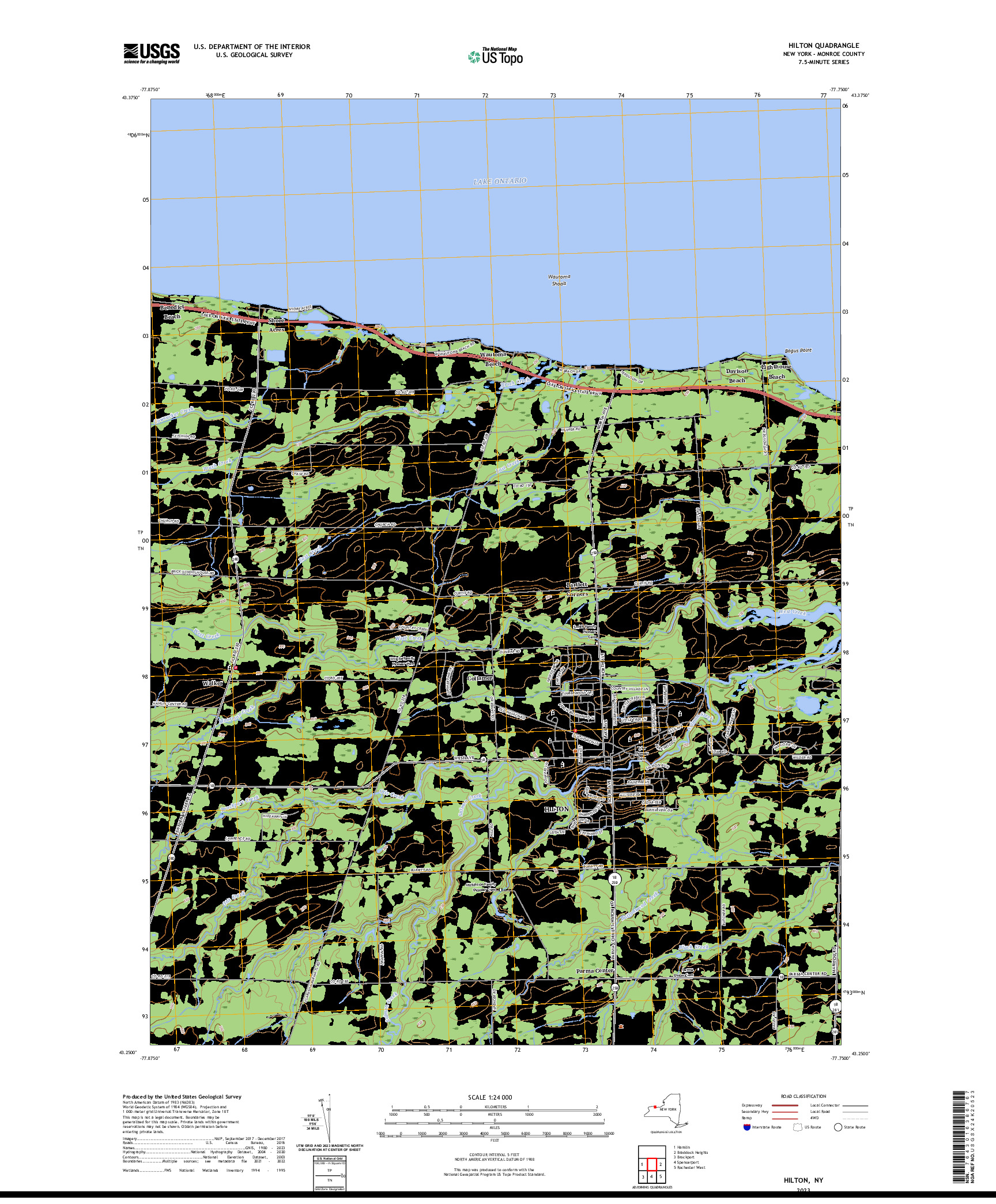 US TOPO 7.5-MINUTE MAP FOR HILTON, NY