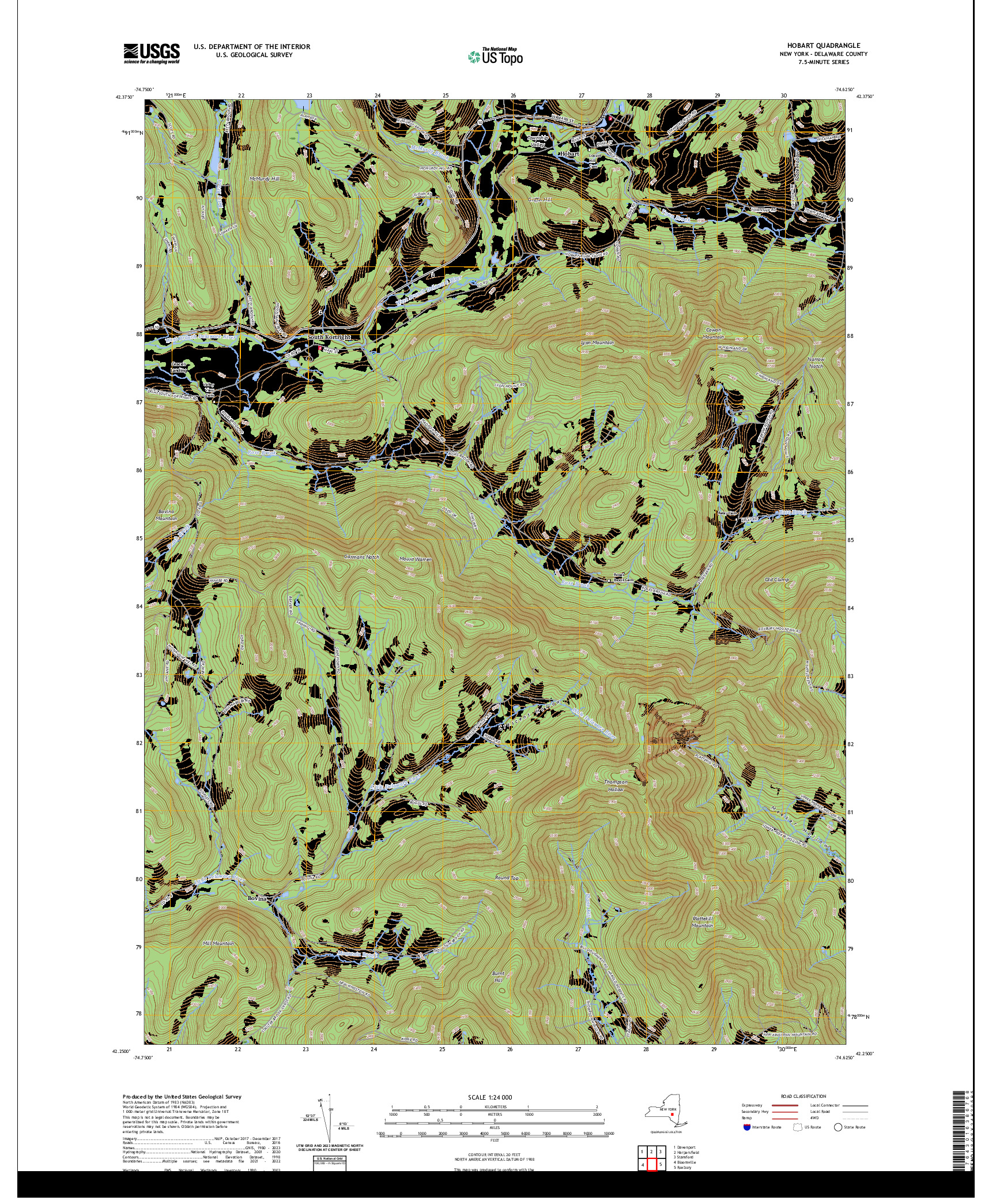 US TOPO 7.5-MINUTE MAP FOR HOBART, NY