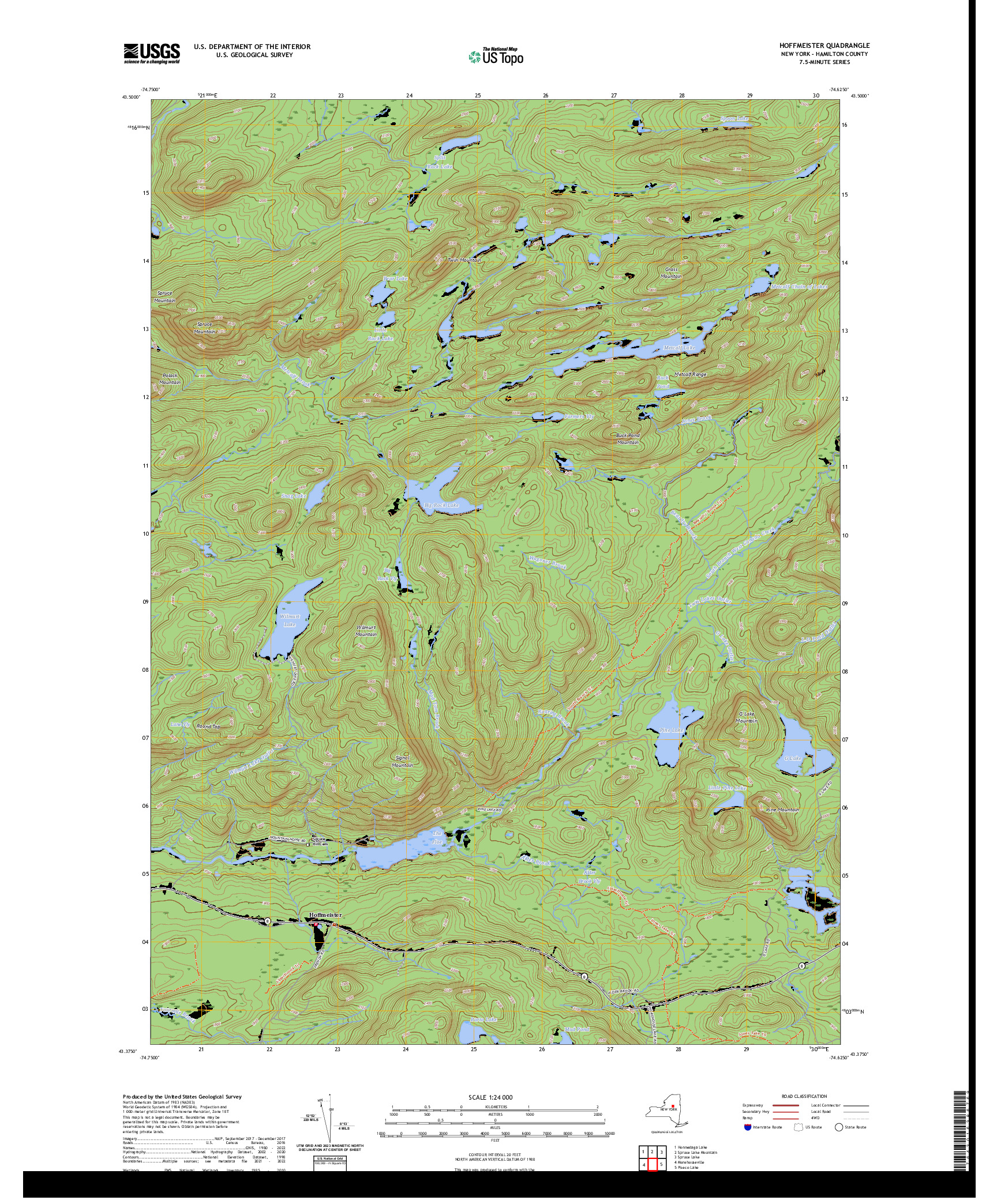 US TOPO 7.5-MINUTE MAP FOR HOFFMEISTER, NY