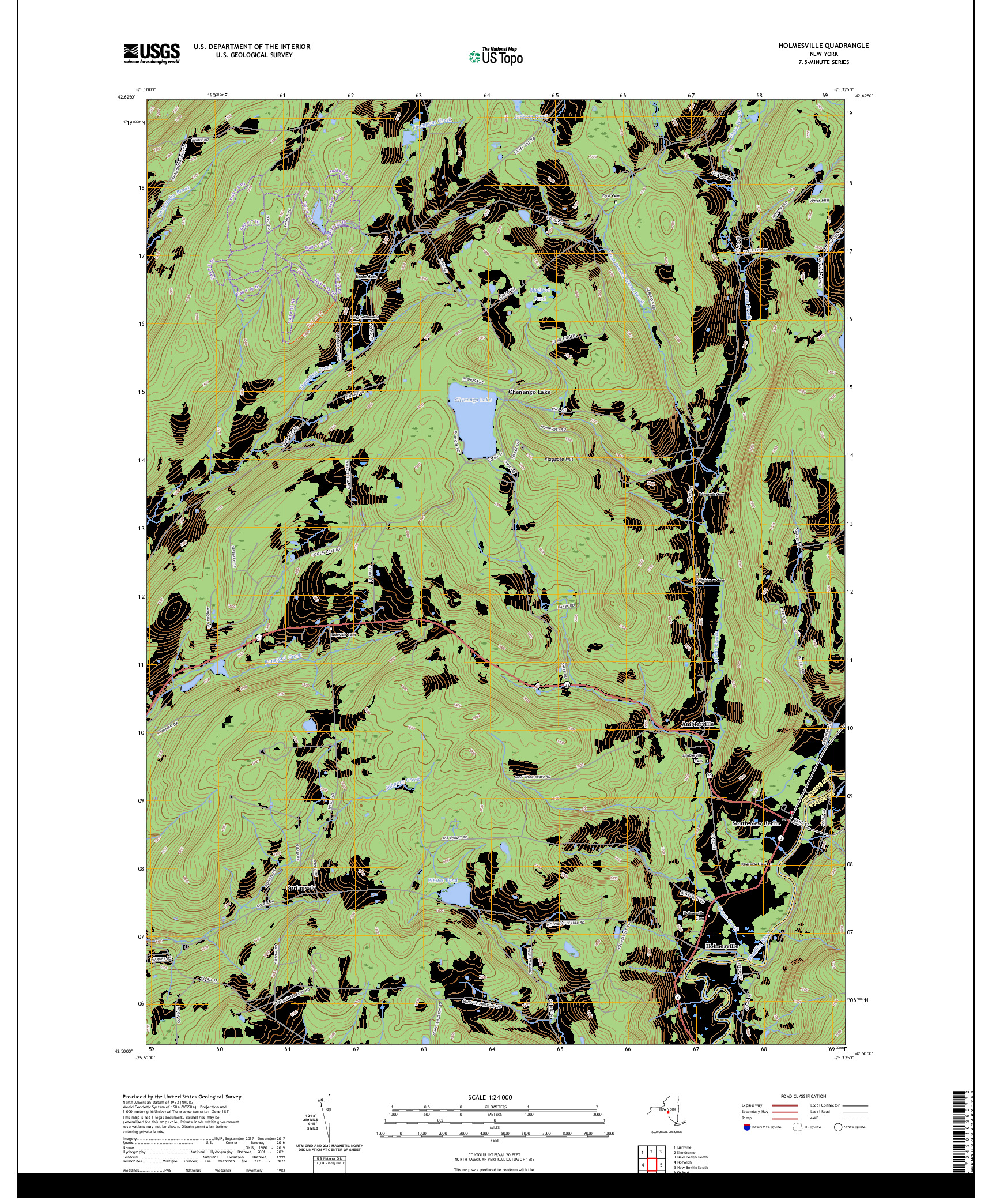 US TOPO 7.5-MINUTE MAP FOR HOLMESVILLE, NY