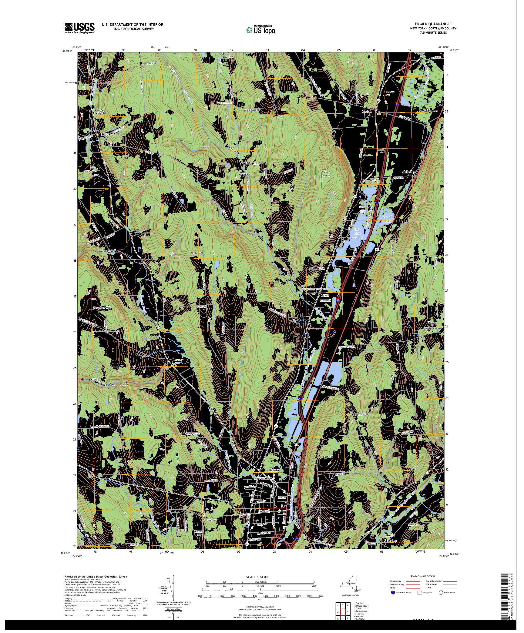 US TOPO 7.5-MINUTE MAP FOR HOMER, NY