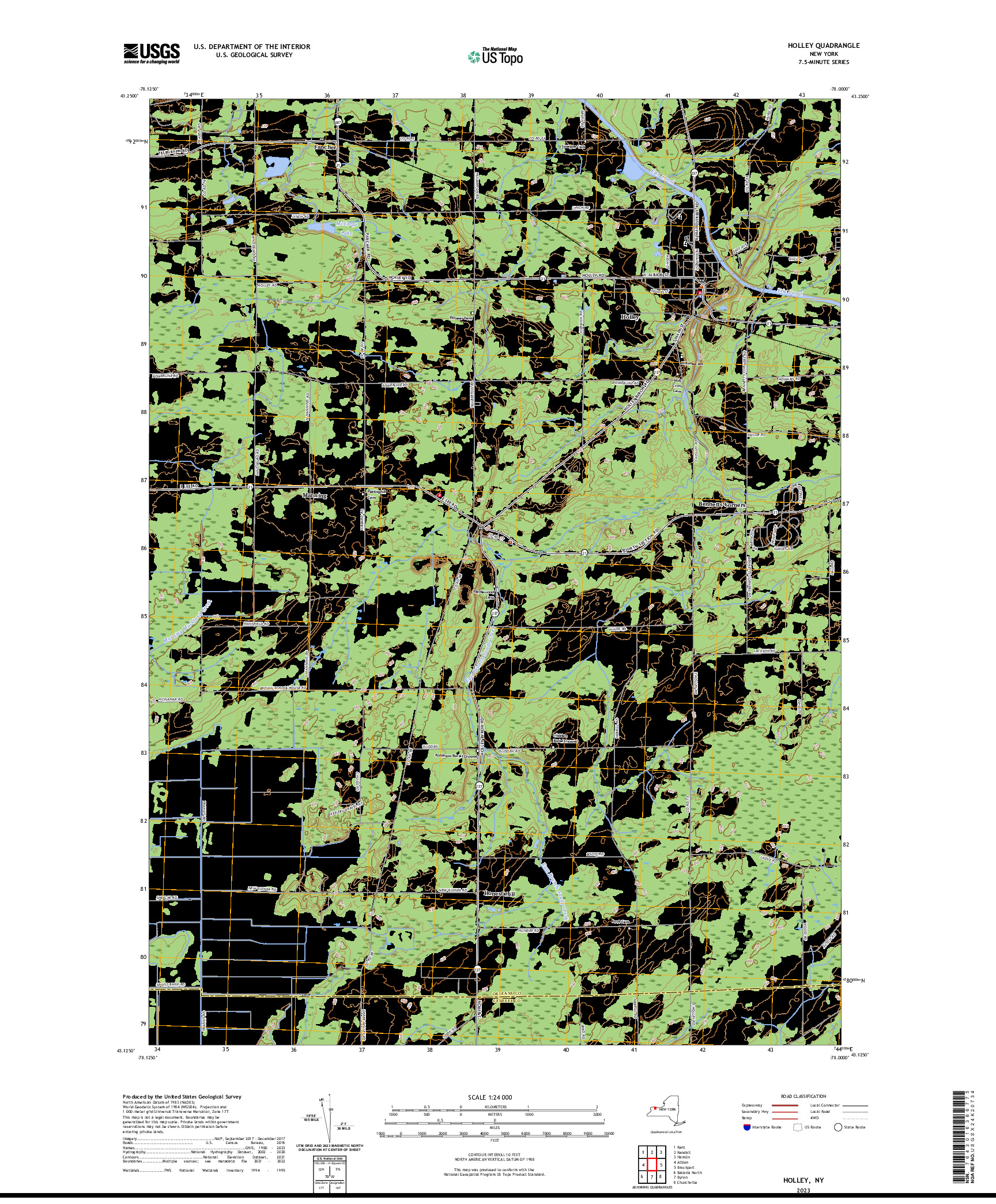 US TOPO 7.5-MINUTE MAP FOR HOLLEY, NY