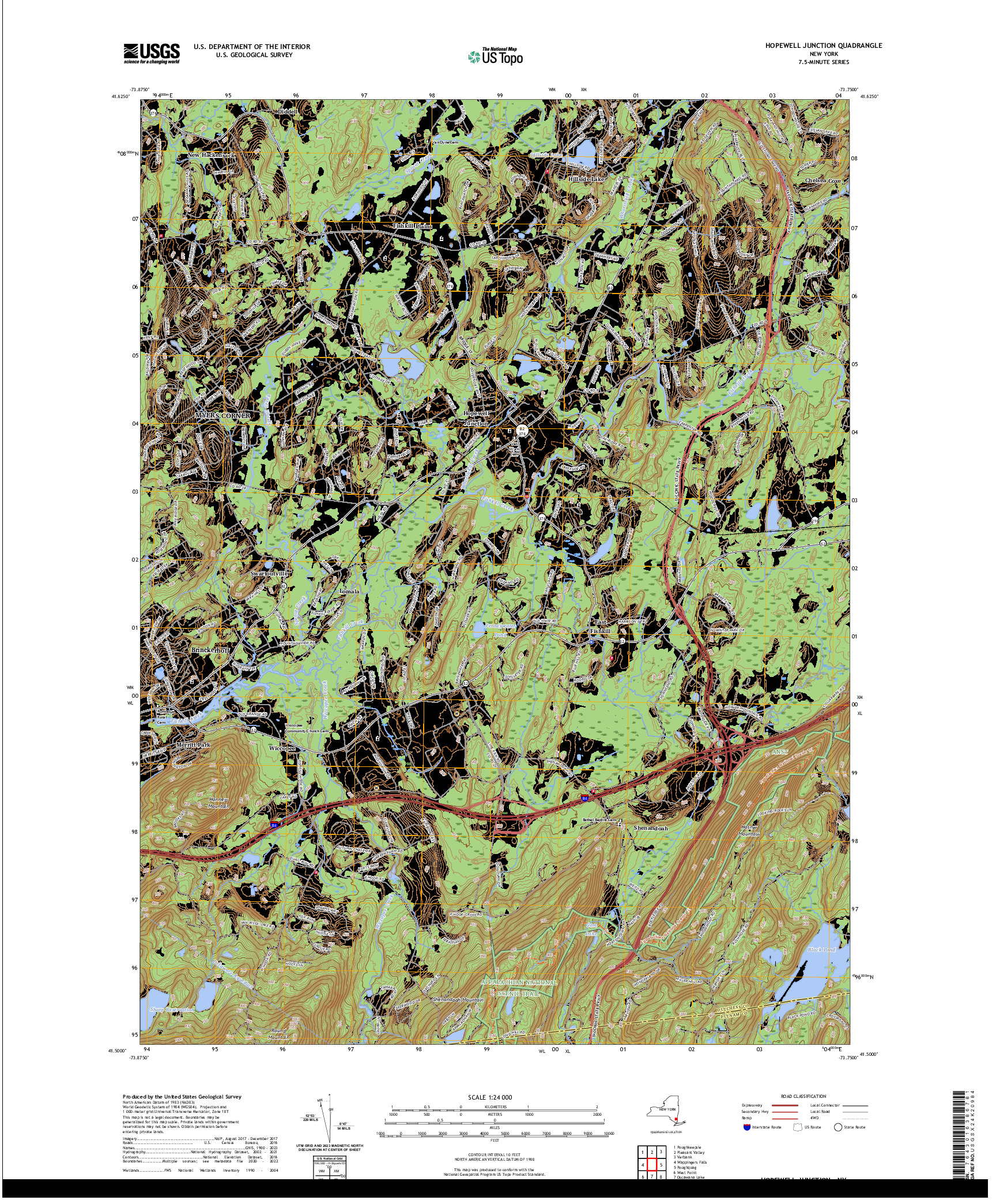 US TOPO 7.5-MINUTE MAP FOR HOPEWELL JUNCTION, NY