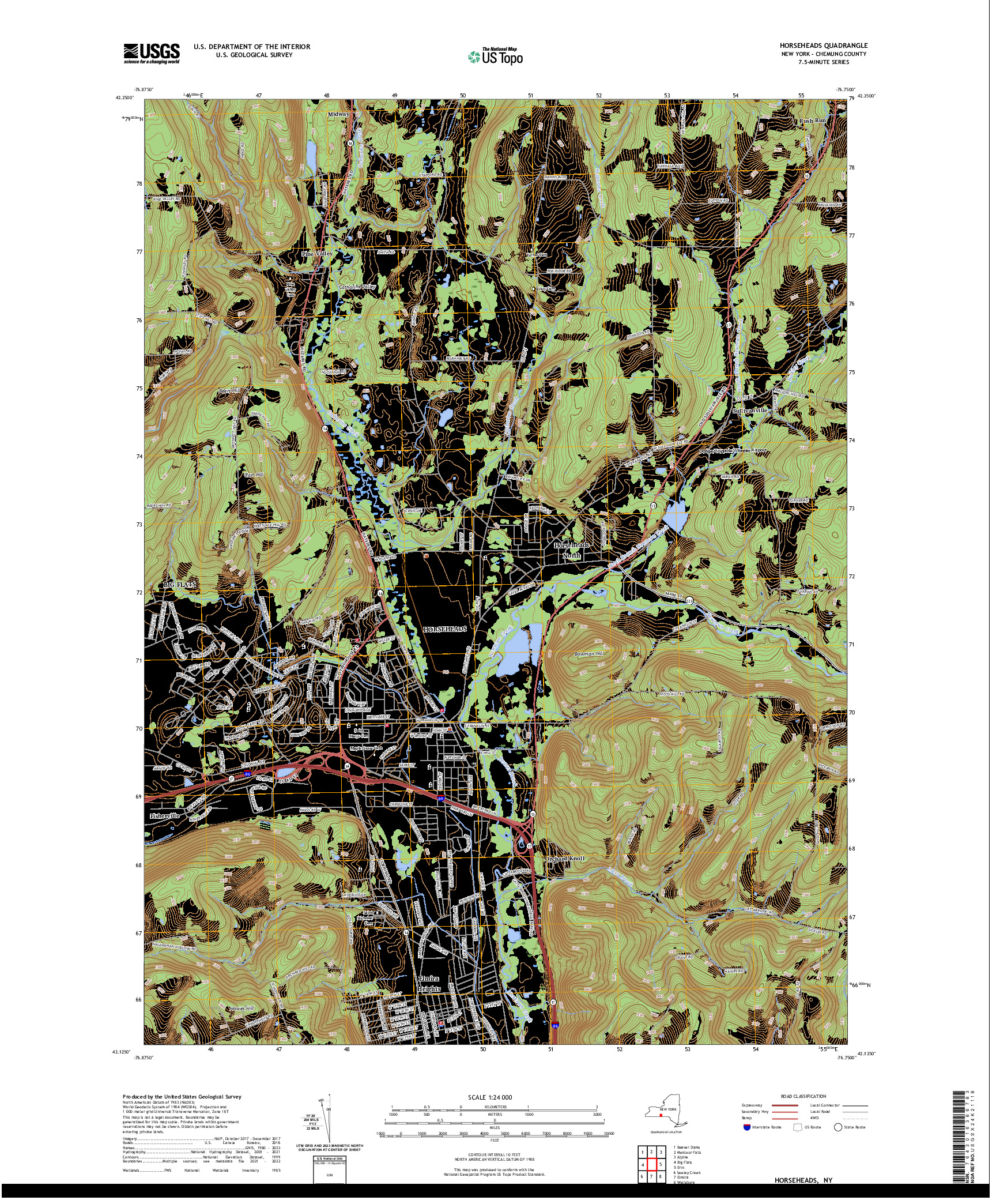 US TOPO 7.5-MINUTE MAP FOR HORSEHEADS, NY